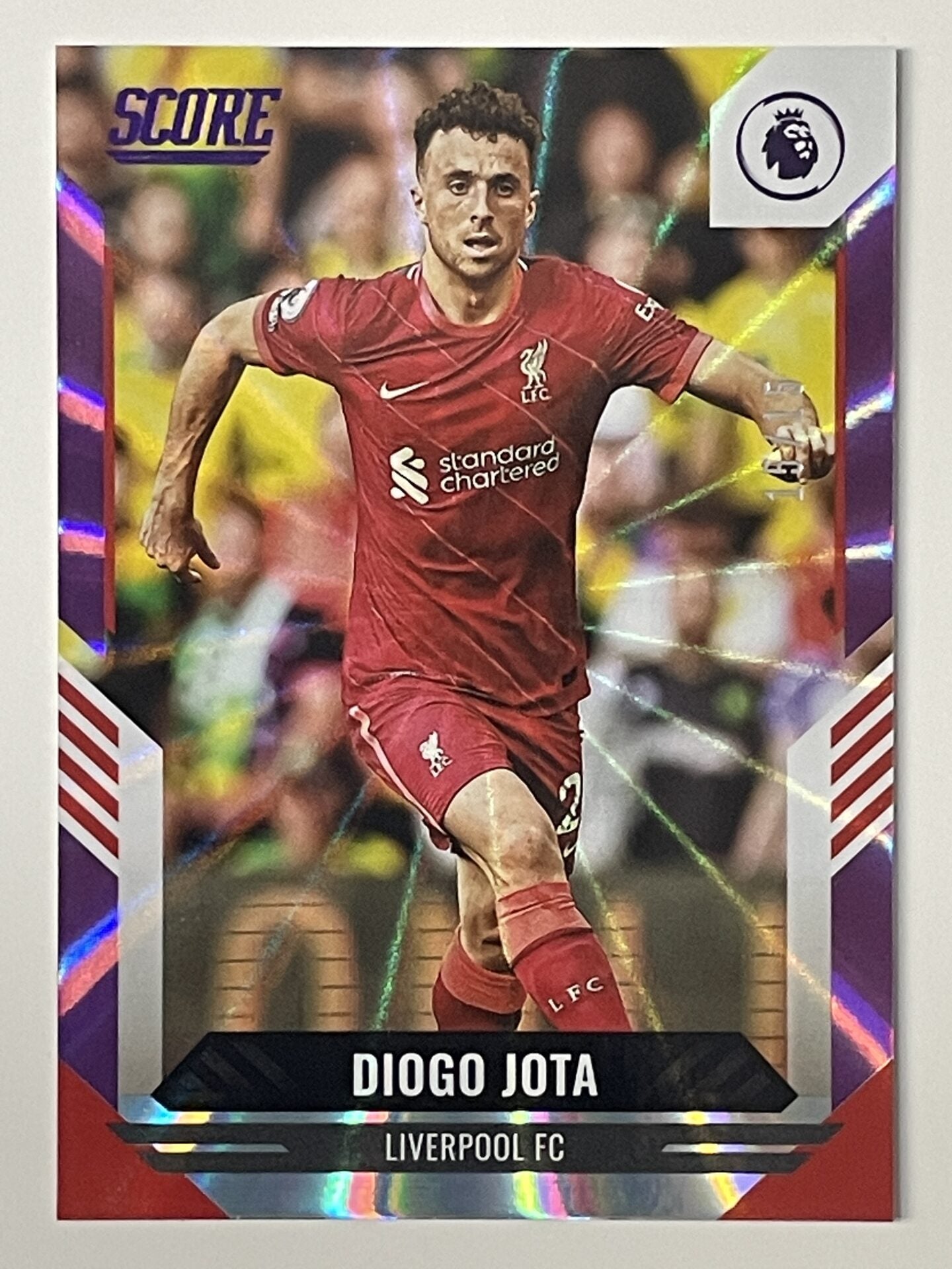 Diogo Jota Liverpool Base Purple Laser Parallel Panini Premier League Score 2021 2022