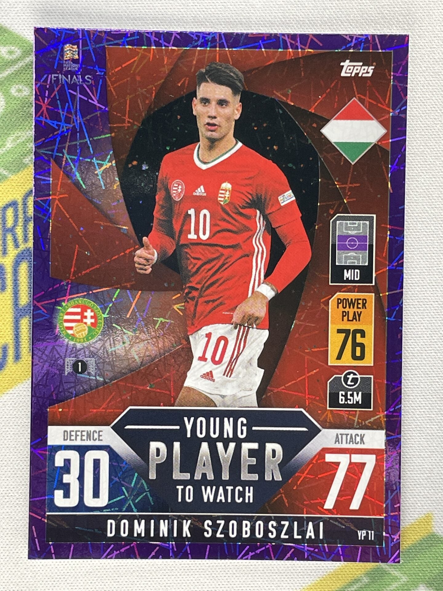 Dominik Szoboszlai Hungary Young Player to Watch Purple Foil Parallel Topps Match Attax 101 Road to Nations League 2022 Card