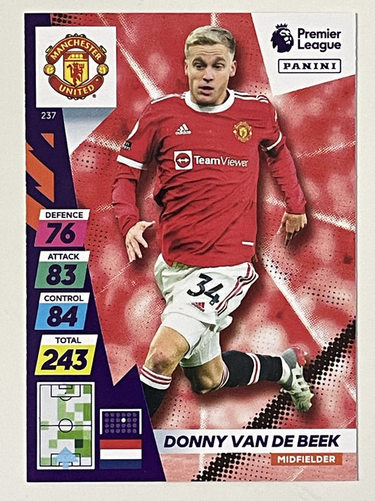 Donny Van De Beek Manchester United Base Panini Adrenalyn XL PLUS Premier League 2021 2022