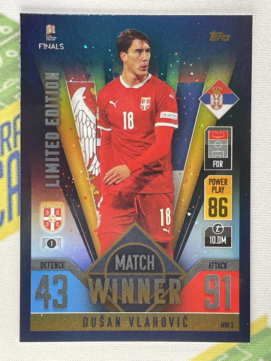 Dusan Vlahovic Serbia Match Winner Limited Edition Topps Match Attax 101 Road to Nations League 2022 Card