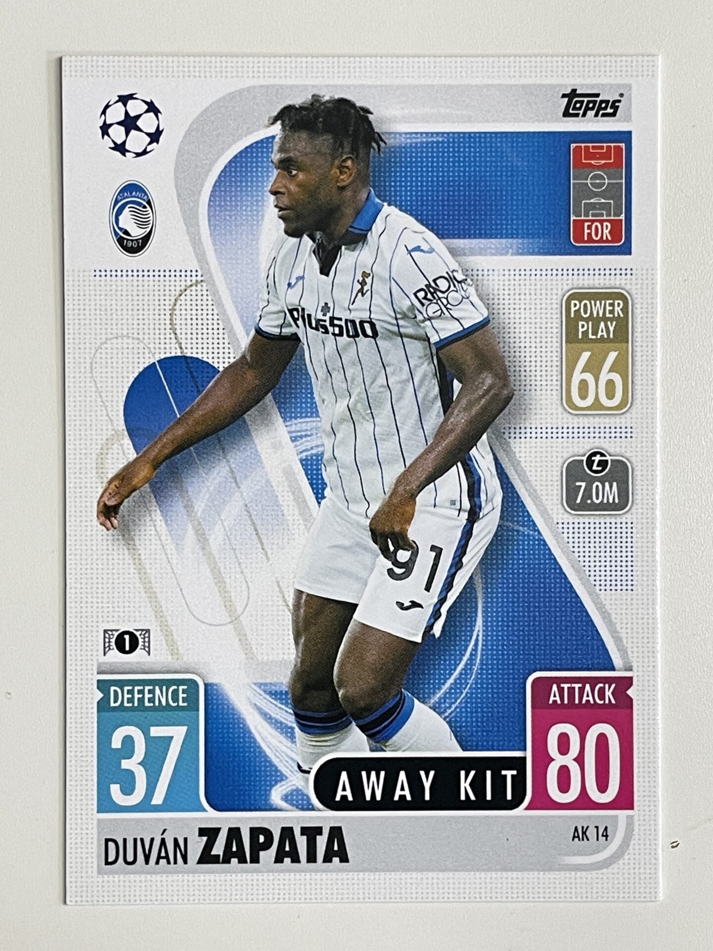 Duvan Zapata Atalanta Away Kit Topps Match Attax Extra 2021:22 Champions League Card