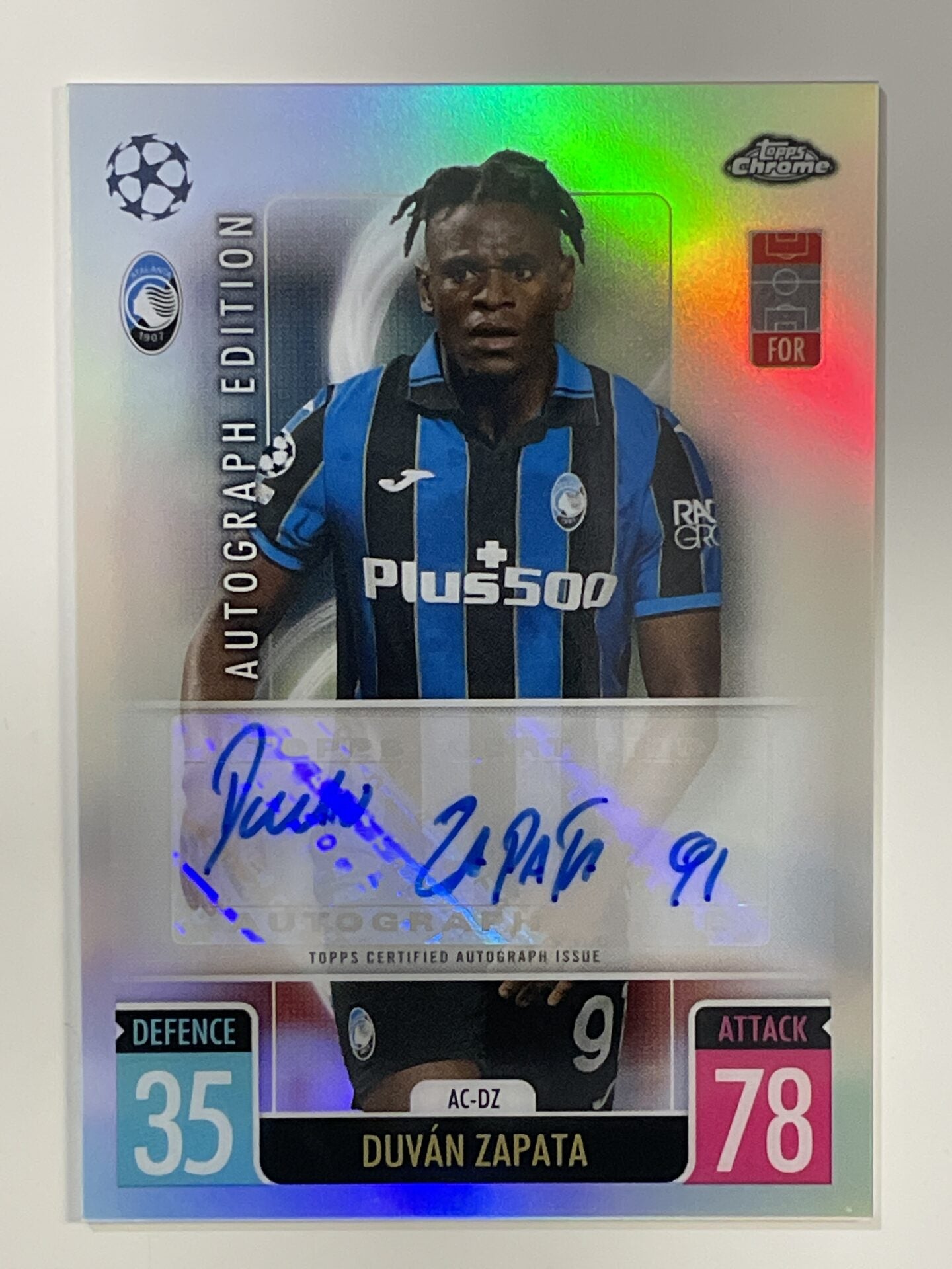 Duvan Zapata Autograph Atalanta Topps Match Attax Chrome 2021 2022