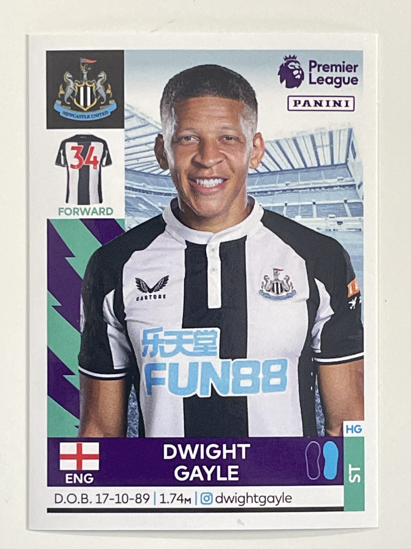 Dwight Gayle Newcastle United Panini Premier League 2022 Football Sticker