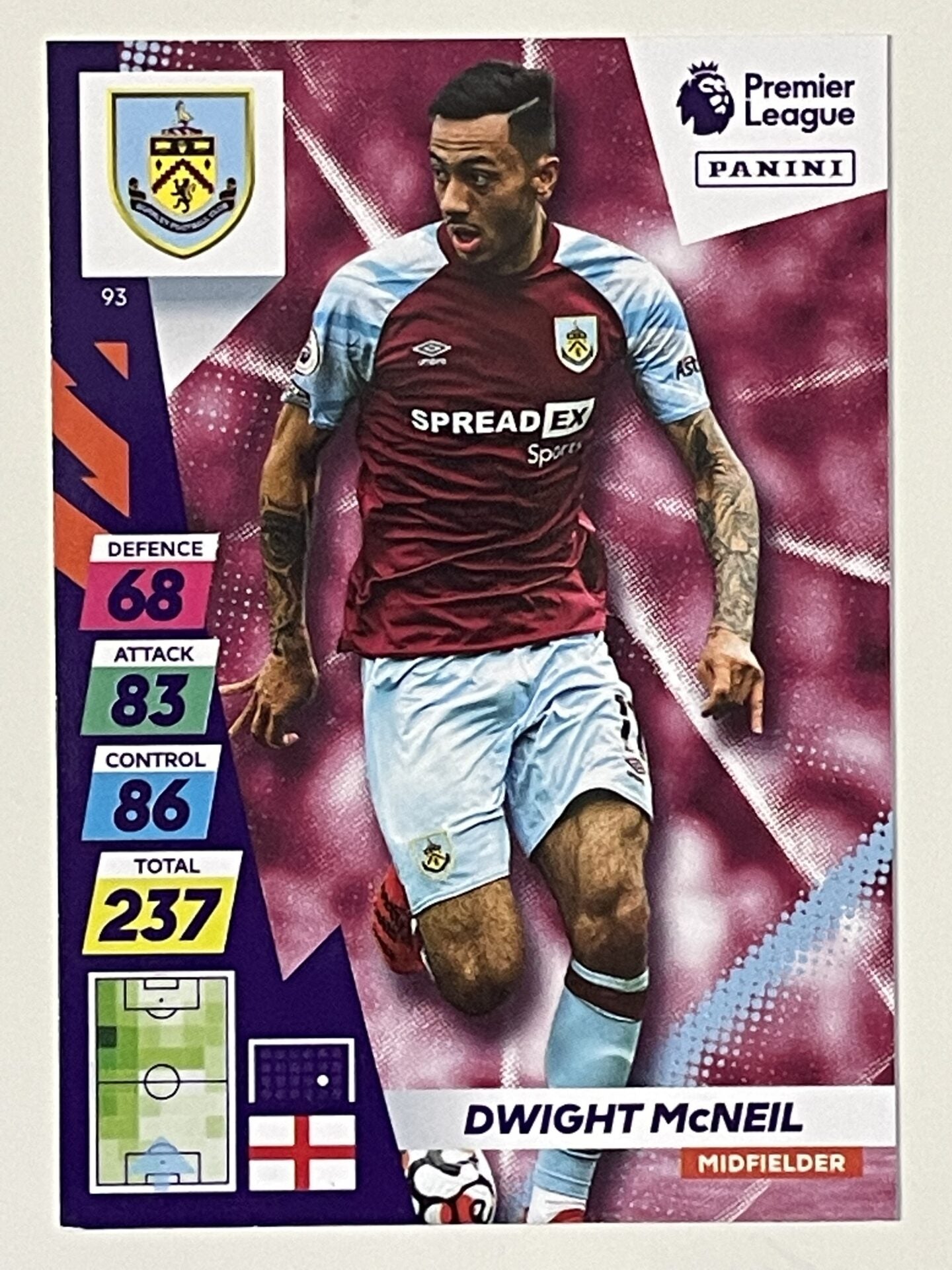 Dwight McNeil Burnley Base Panini Adrenalyn XL PLUS Premier League 2021 2022