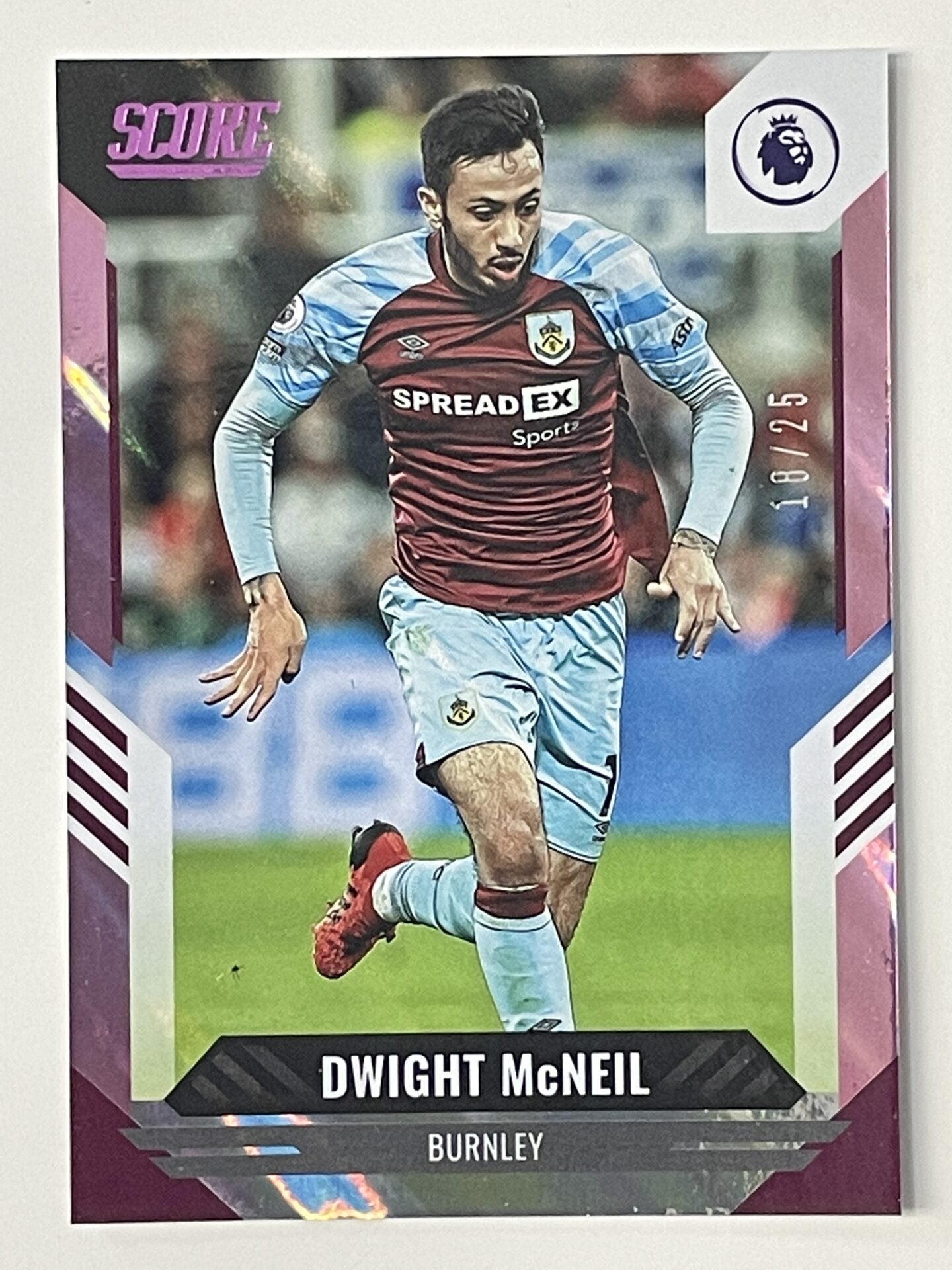 Dwight McNeil Burnley Base Pink Lava Parallel Panini Premier League Score 2021 2022