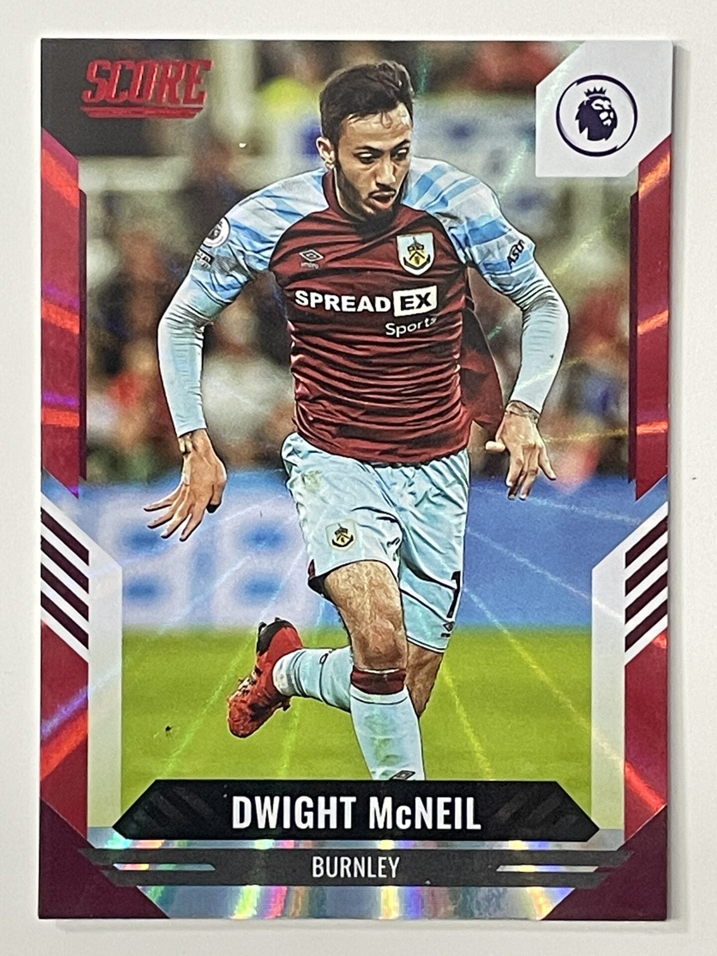 Dwight McNeil Burnley Base Red Laser Parallel Panini Premier League Score 2021 2022