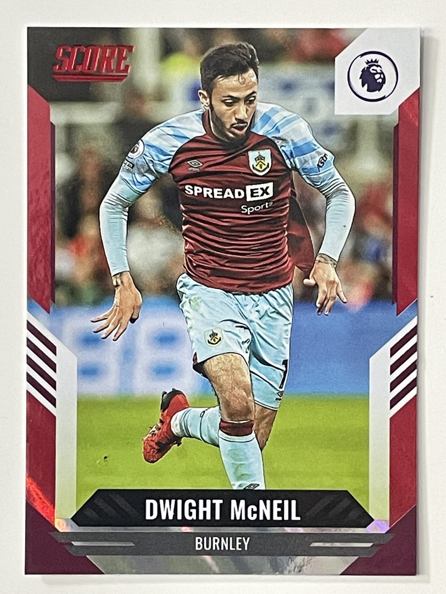 Dwight McNeil Burnley Base Red Lava Parallel Panini Premier League Score 2021 2022