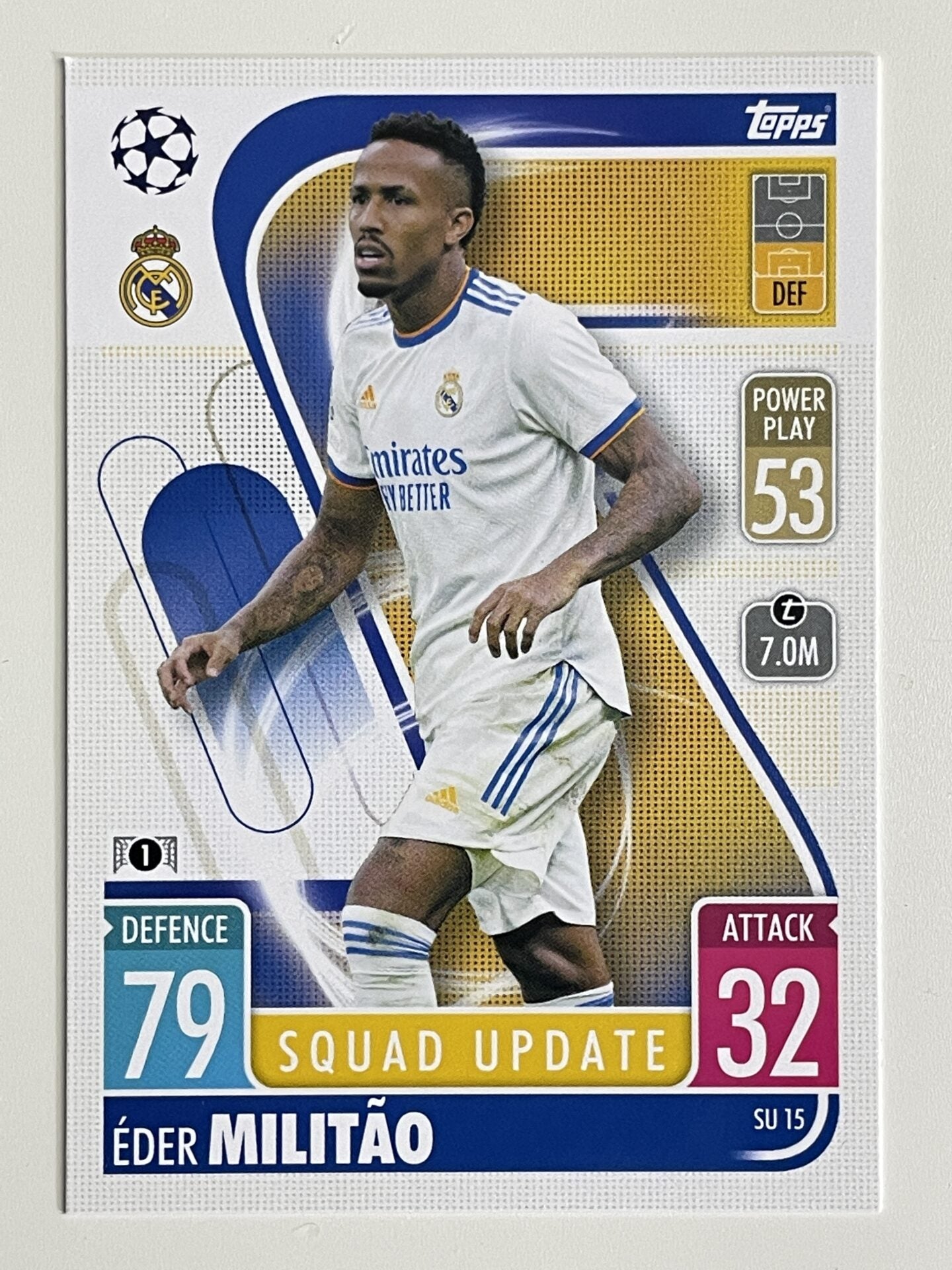 Eder Militao Real Madrid Base Topps Match Attax Extra 2021:22 Champions League Card