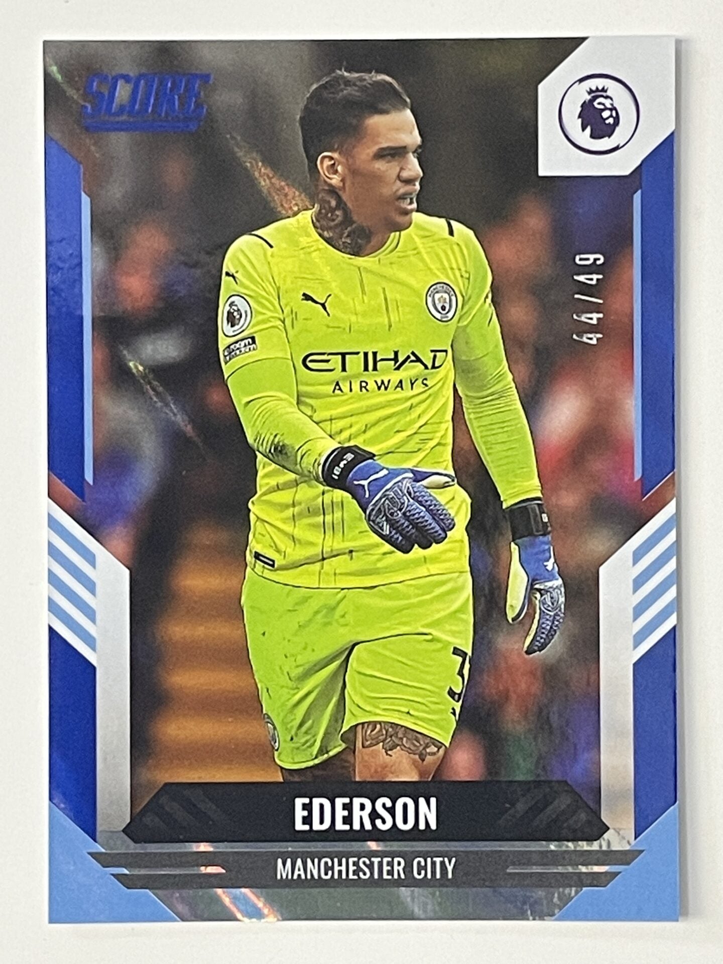 Ederson Manchester City Base Blue Lava Parallel Panini Premier League Score 2021 2022