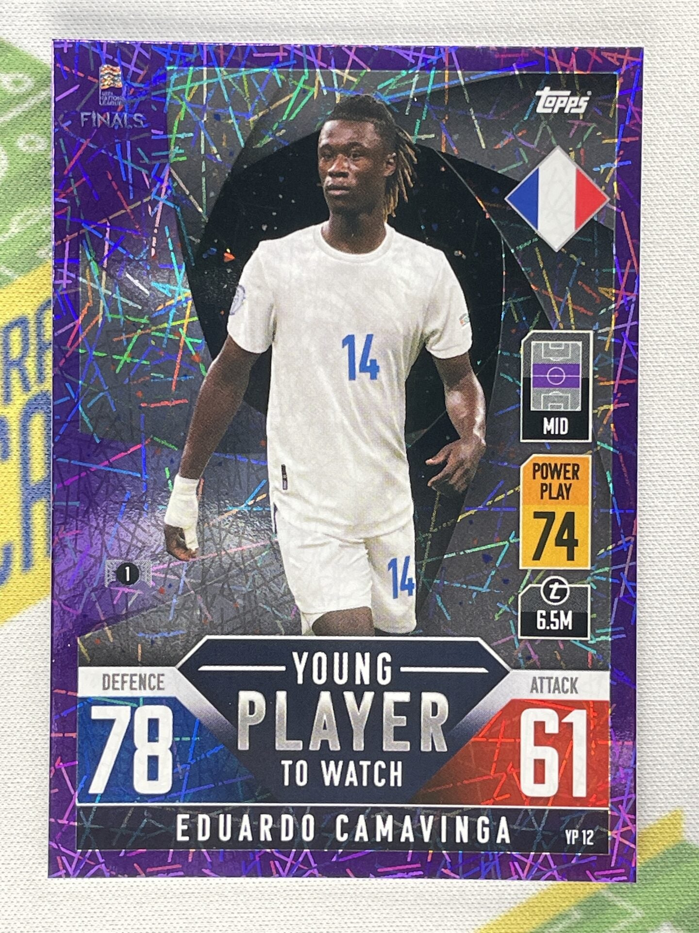 Eduardo Camavinga France Young Player to Watch Purple Foil Parallel Topps Match Attax 101 Road to Nations League 2022 Card