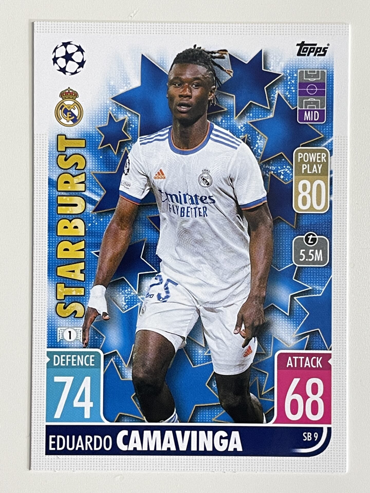 Eduardo Camavinga Real Madrid Starburst Topps Match Attax Extra 2021:22 Champions League Card