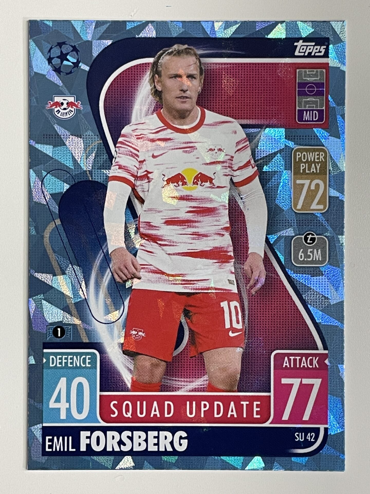 Emil Forsberg RB Leipzig Base Crystal Foil Parallel Topps Match Attax Extra 2021:22 Champions League Card