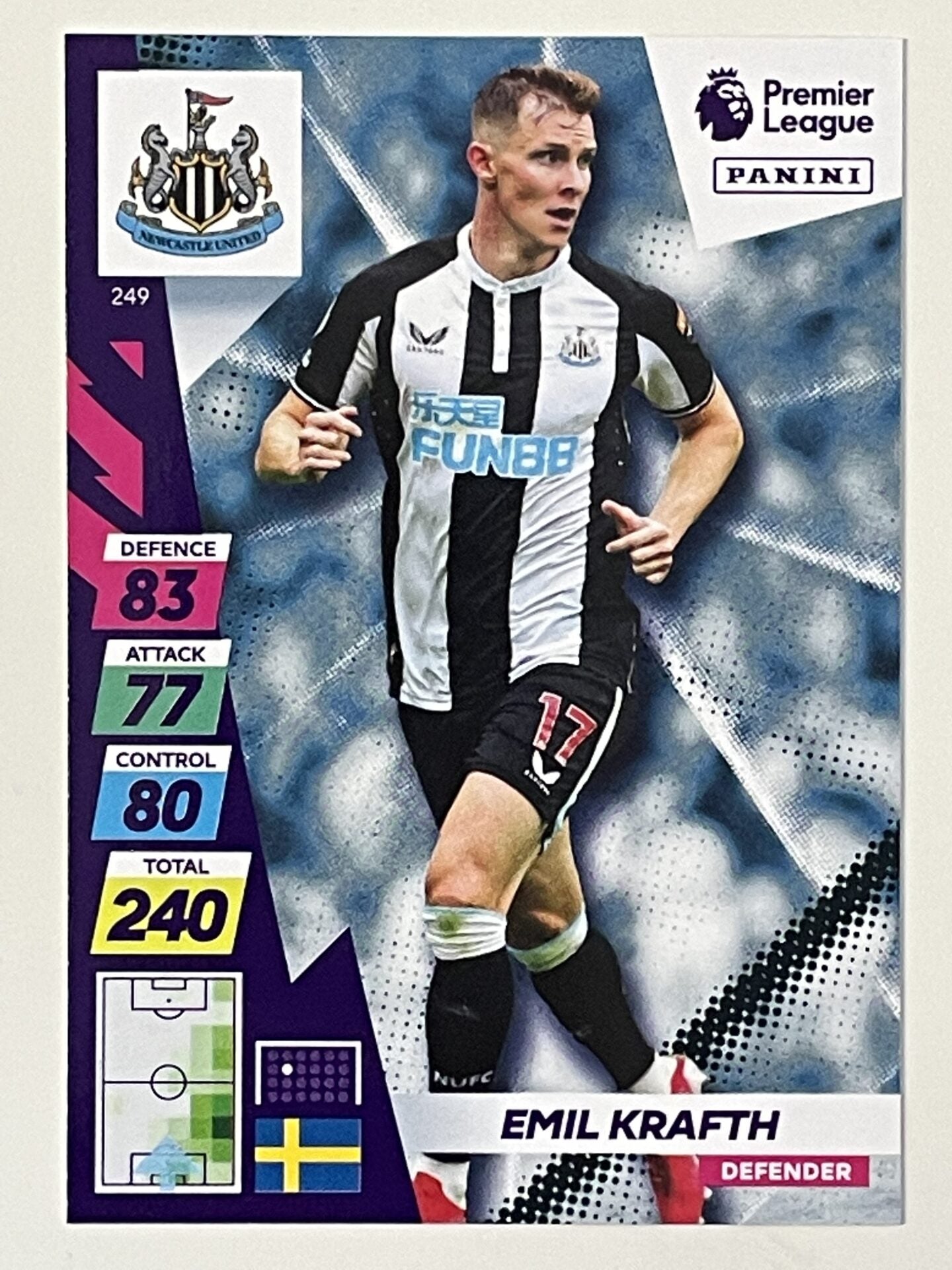 Emil Krafth Newcastle United Base Panini Adrenalyn XL PLUS Premier League 2021 2022