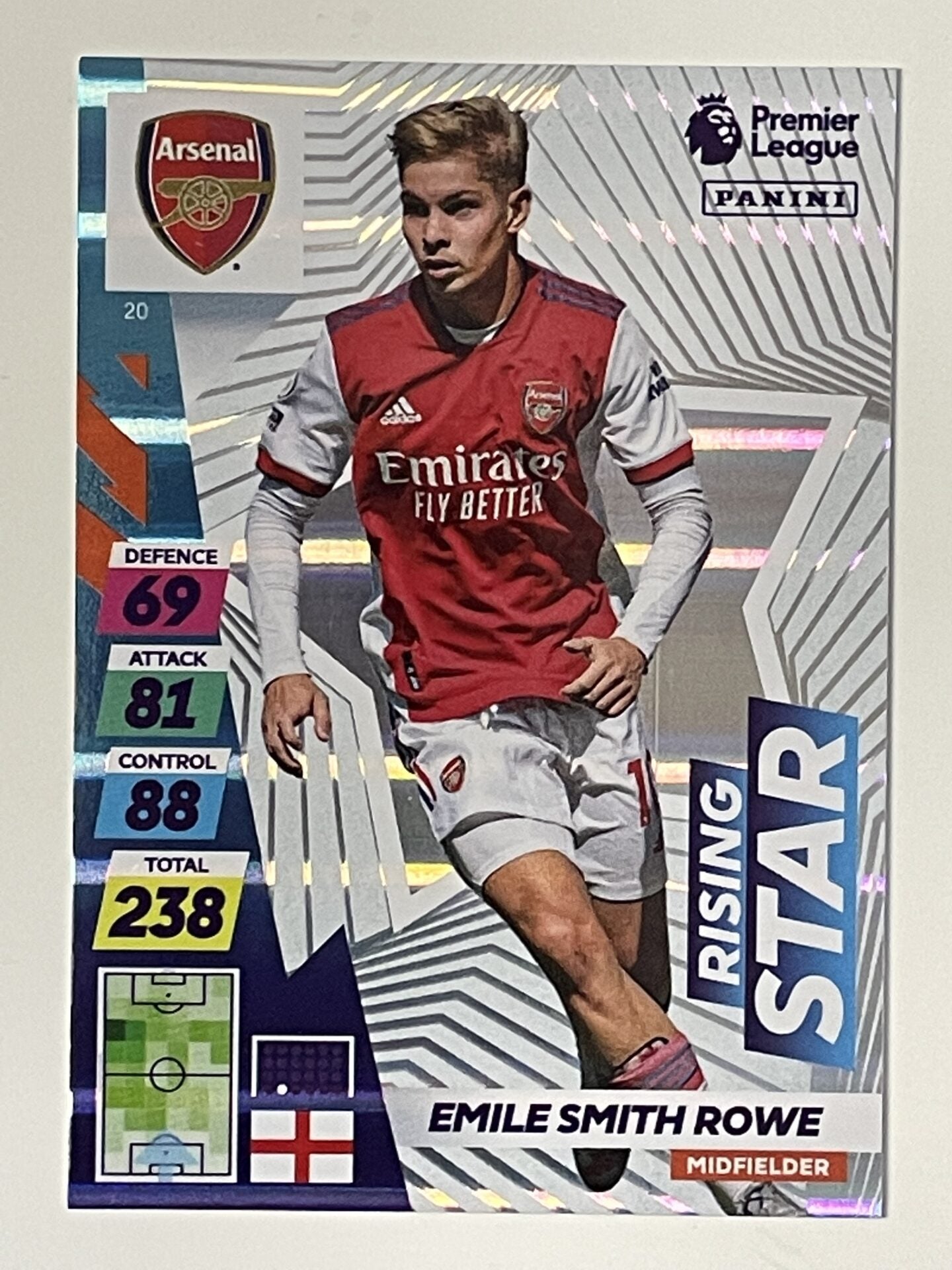 Emile Smith Rowe Arsenal Rising Star Panini Adrenalyn XL PLUS Premier League 2021 2022