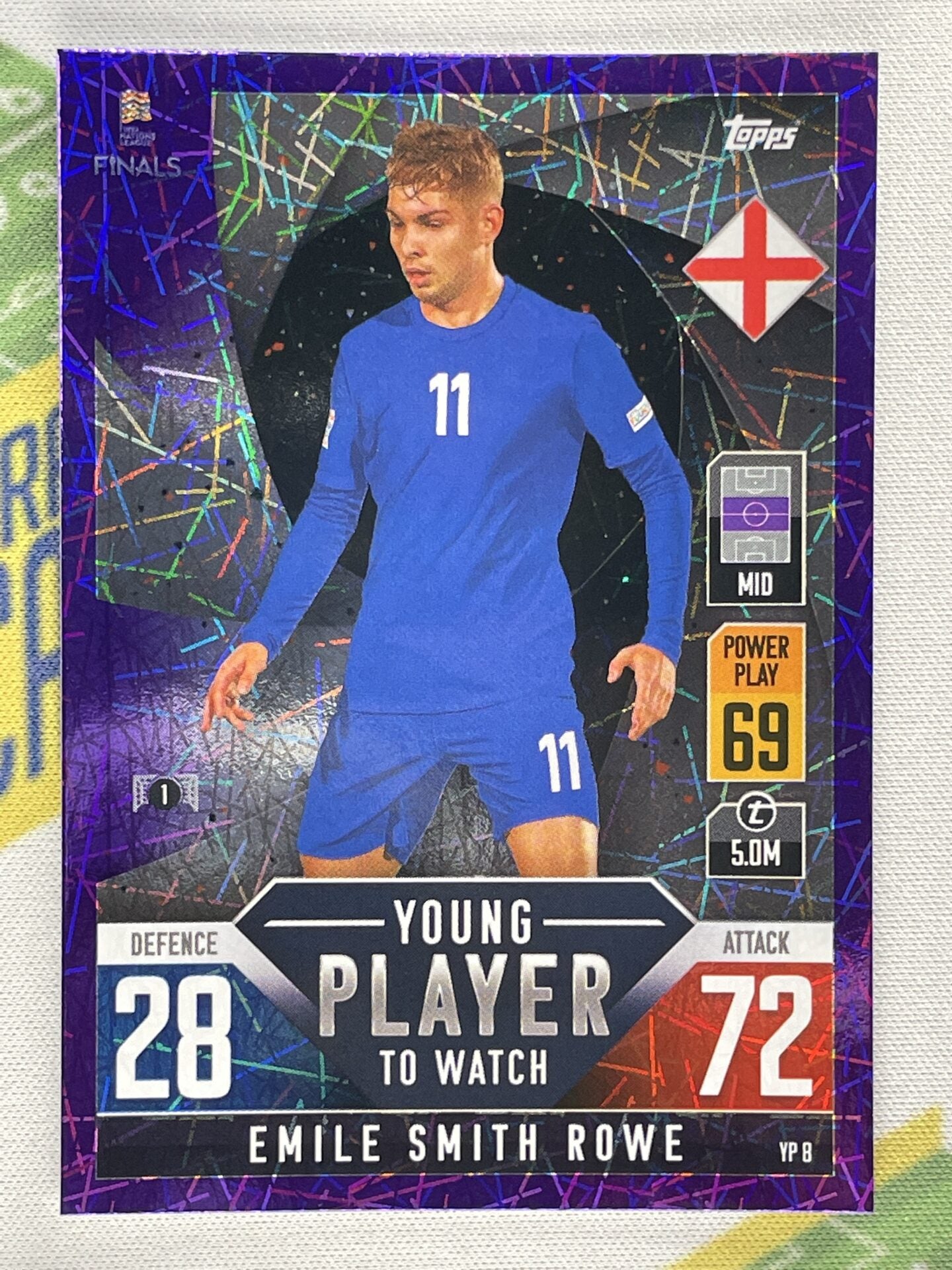 Emile Smith Rowe England Young Player to Watch Purple Foil Parallel Topps Match Attax 101 Road to Nations League 2022 Card