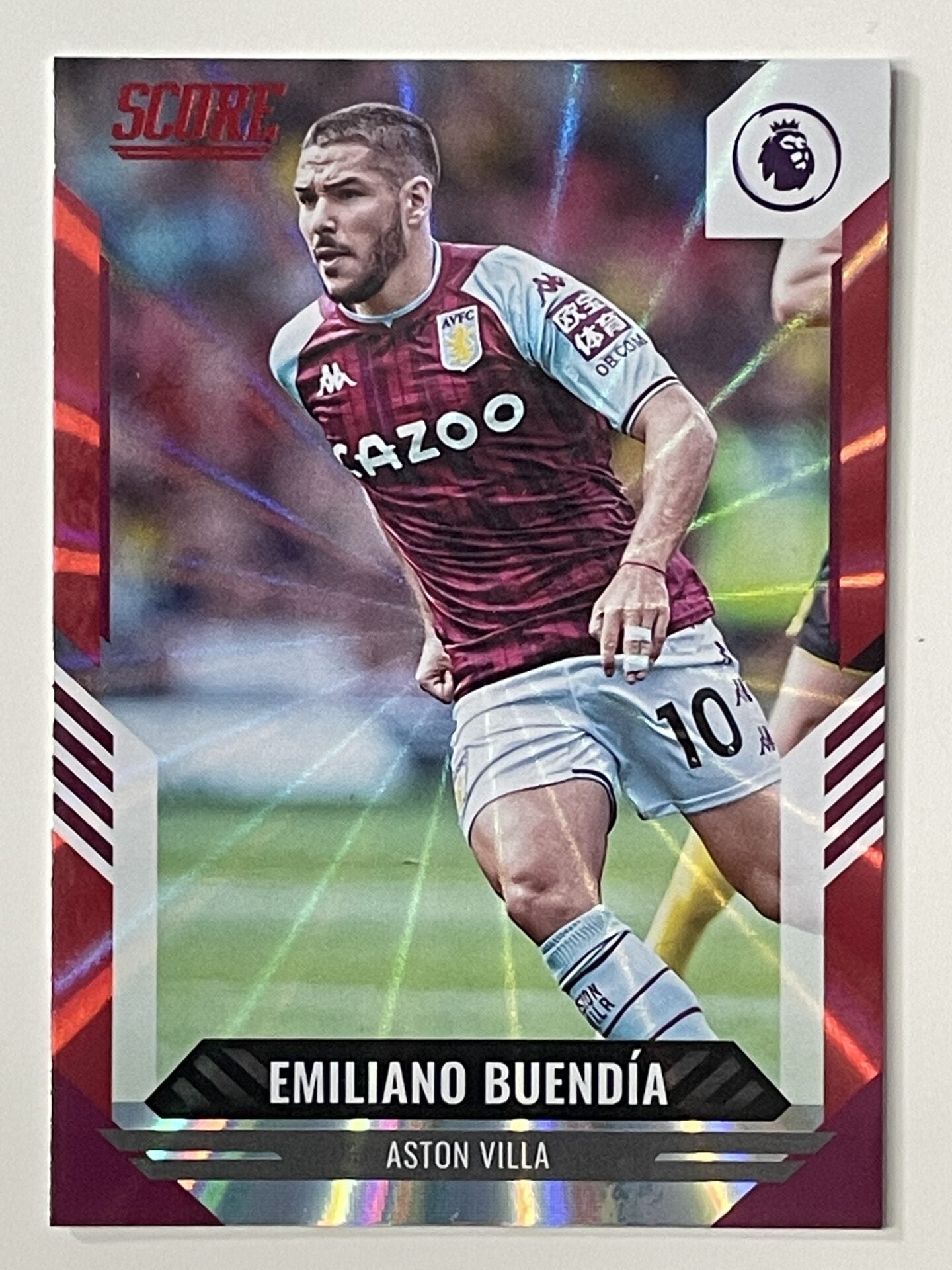 Emiliano Buendia Aston Villa Base Red Laser Parallel Panini Premier League Score 2021 2022