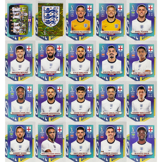 England Team Set Panini World Cup 2022 Qatar Stickers