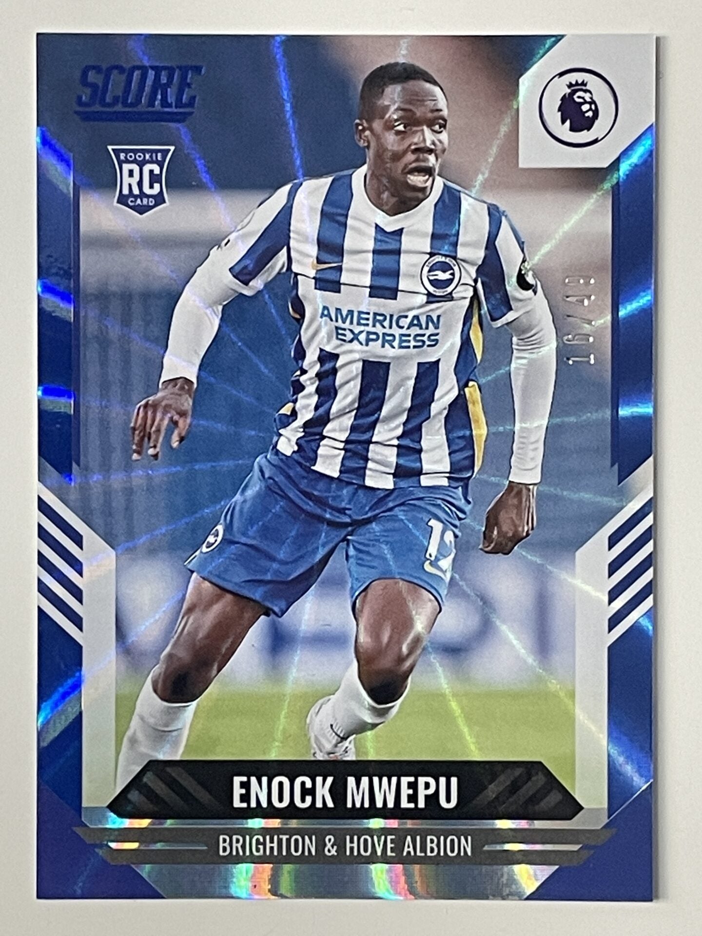 Enock Mwepu Brighton Base Blue Laser Parallel Panini Premier League Score 2021 2022