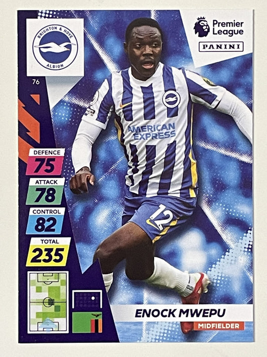 Enock Mwepu Brighton Base Panini Adrenalyn XL PLUS Premier League 2021 2022