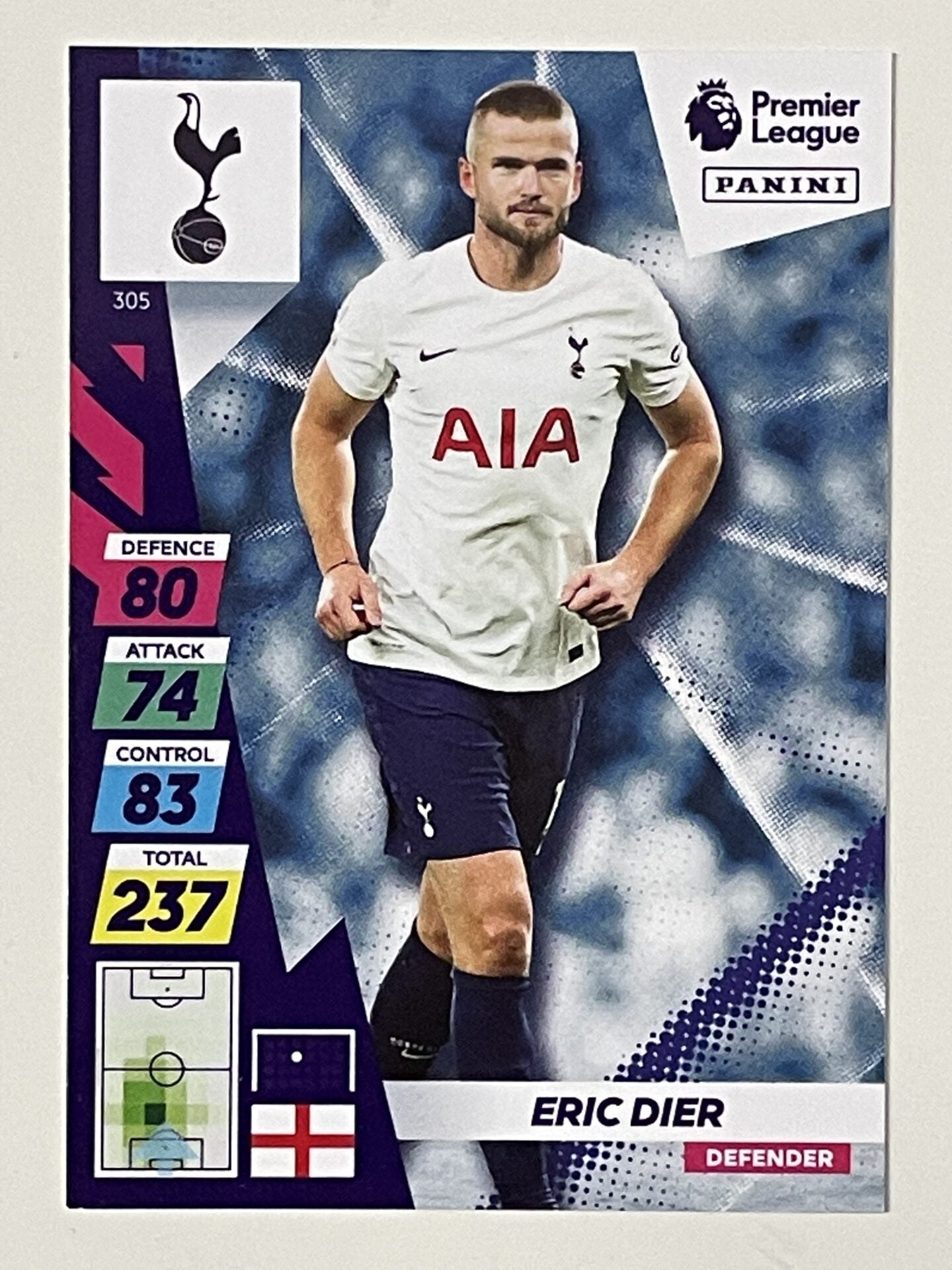 Eric Dier Tottenham Hotspur Base Panini Adrenalyn XL PLUS Premier League 2021 2022