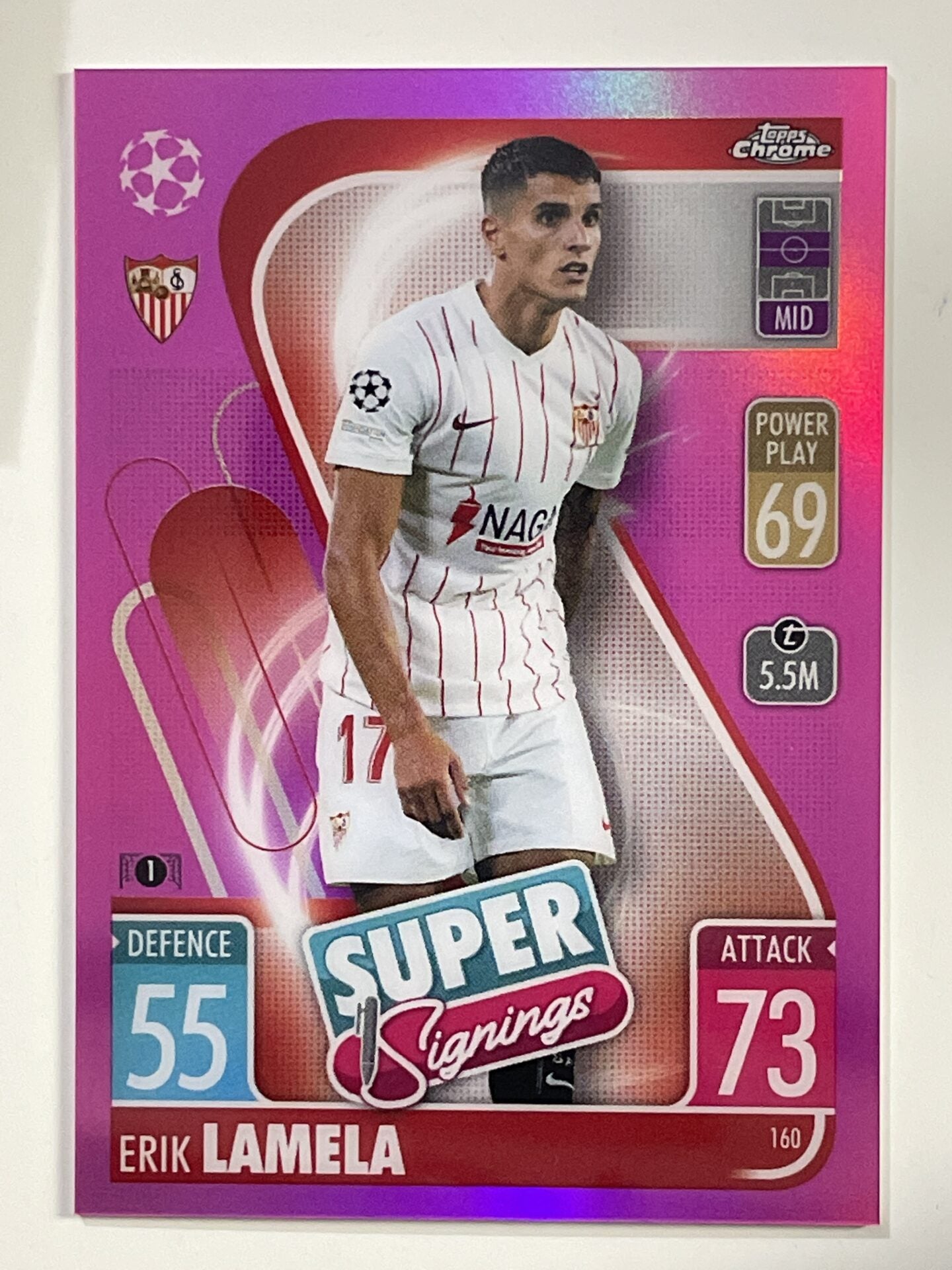 Erik Lamela Pink Parallel Topps Match Attax Chrome 2021 2022