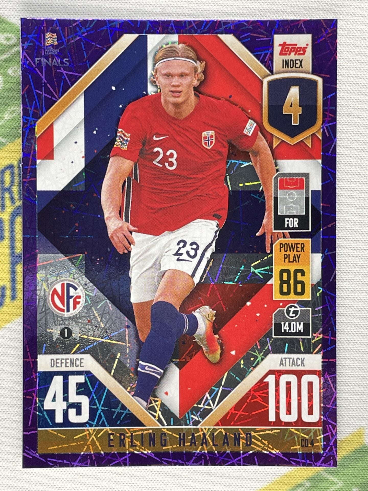 Erling Haaland Norway Purple Foil Parallel Topps Match Attax 101 Road to Nations League 2022 Card