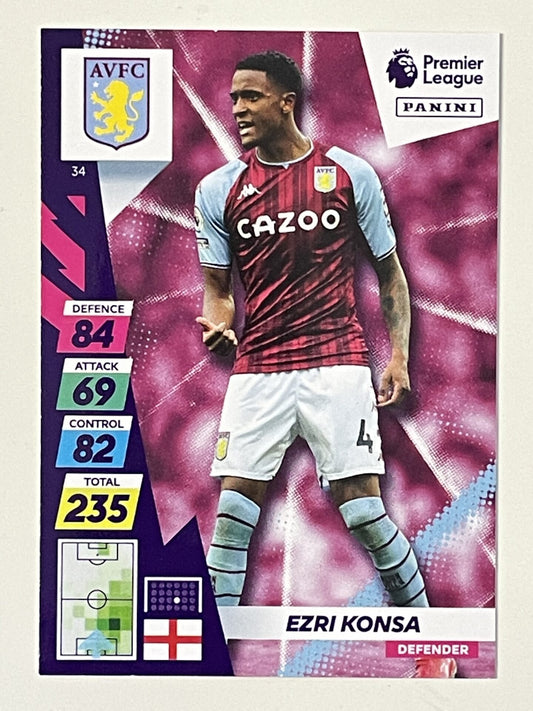 Ezri Konsa Aston Villa Base Panini Adrenalyn XL PLUS Premier League 2021 2022