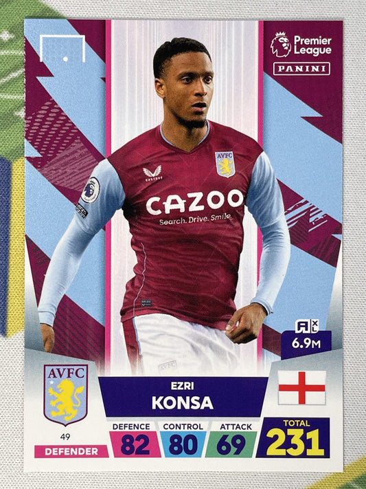 Ezri Konsa Aston Villa Panini Premier League Adrenalyn XL 2023 Card