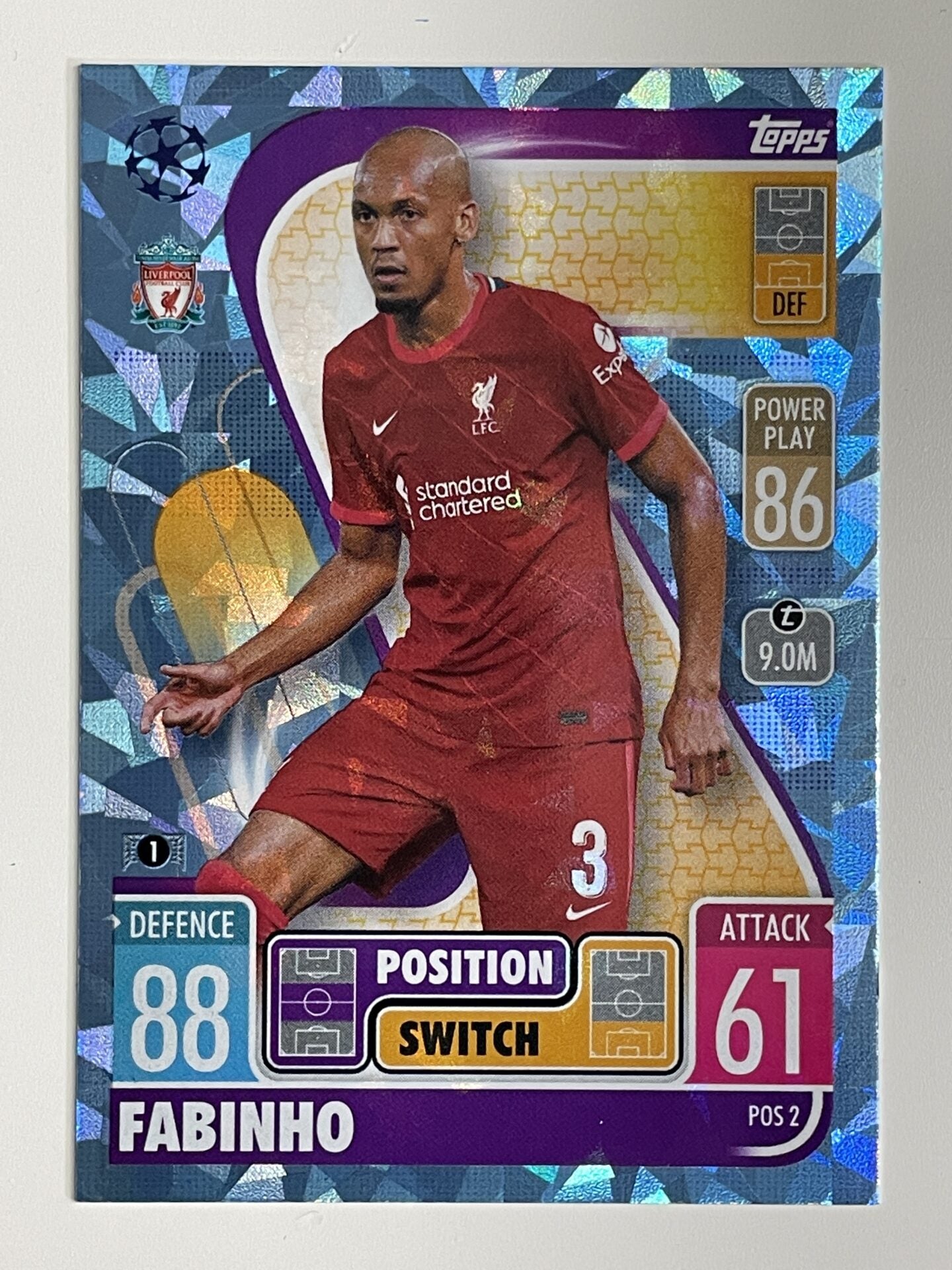 Fabinho Liverpool FC Position Switch Crystal Foil Parallel Topps Match Attax Extra 2021:22 Champions League Card