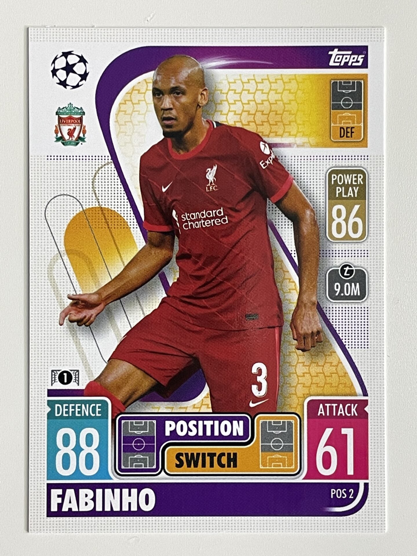 Fabinho Liverpool FC Position Switch Topps Match Attax Extra 2021:22 Champions League Card