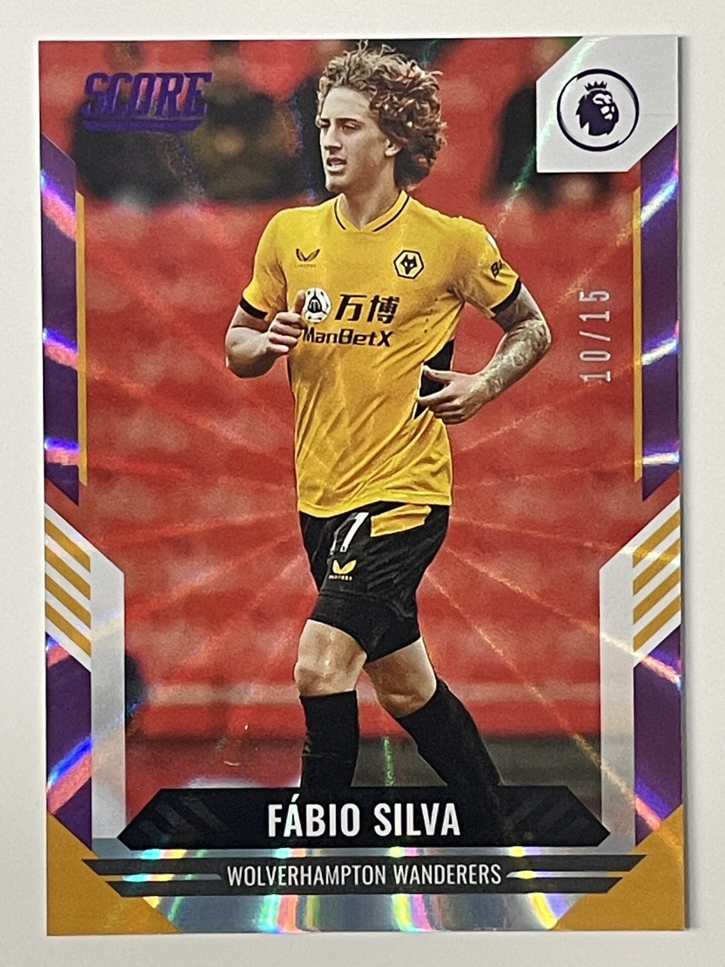 Fabio Silva Wolves Base Purple Laser Parallel Panini Premier League Score 2021 2022