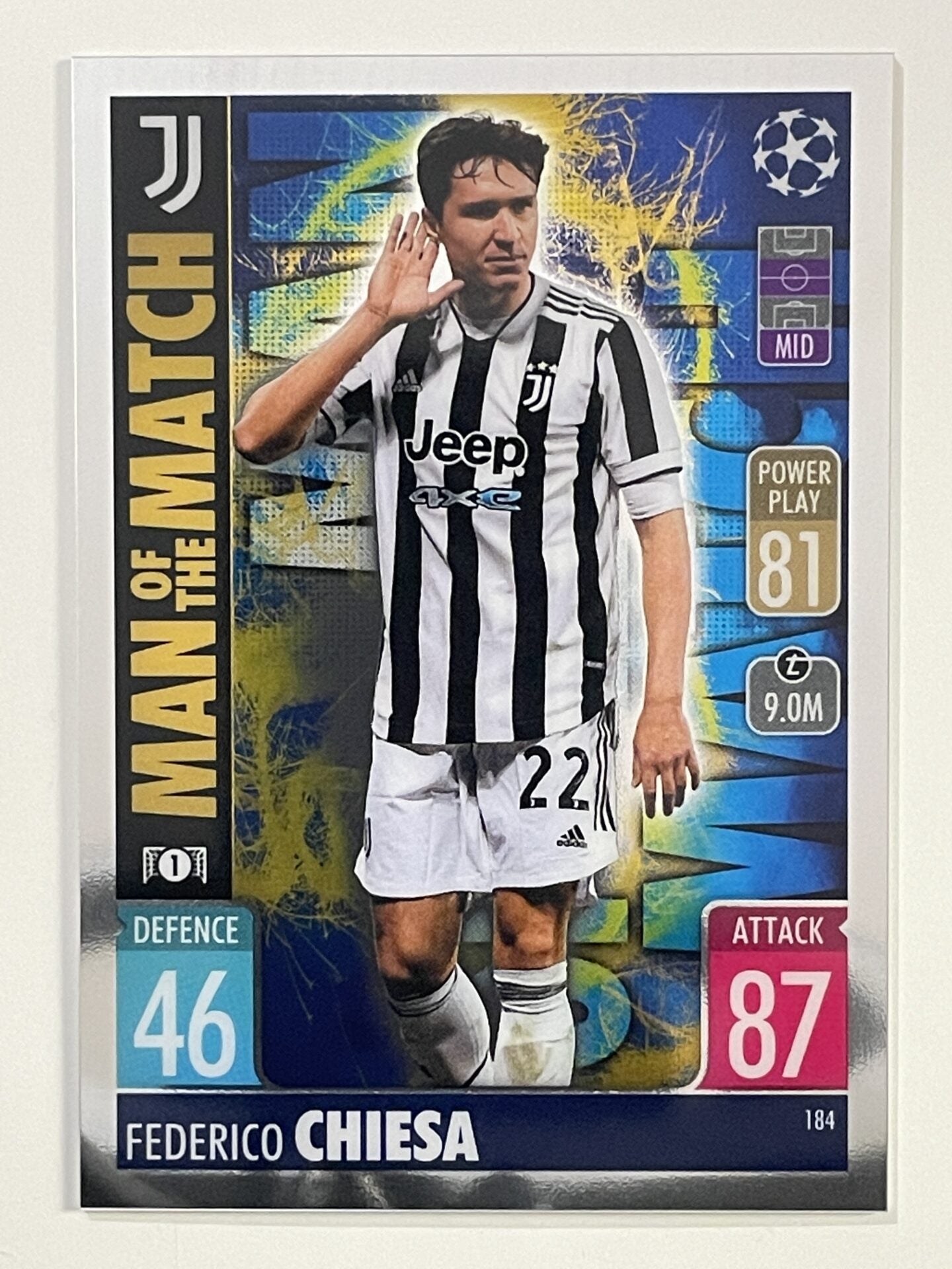 Federico Chiesa Man of the Match Topps Match Attax Chrome 2021 2022 Football Card