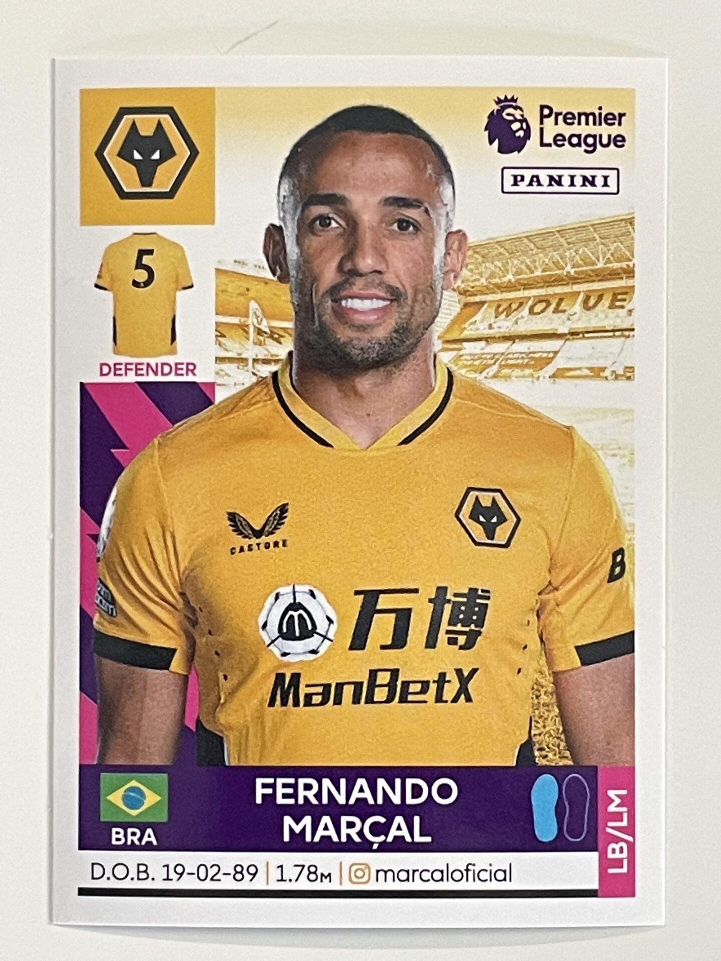 Fernando Marcal Wolves Panini Premier League 2022 Football Sticker