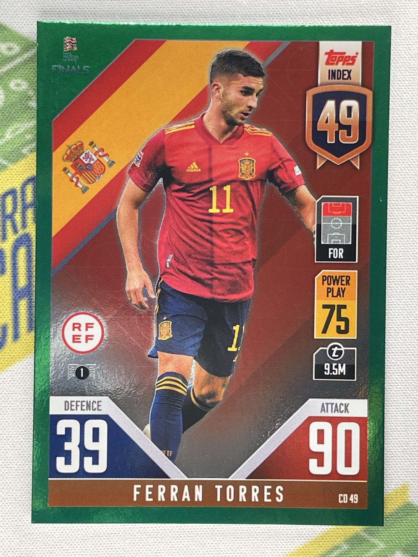 Ferran Torres Spain Green Foil Parallel Topps Match Attax 101 Road to Nations League 2022 Card