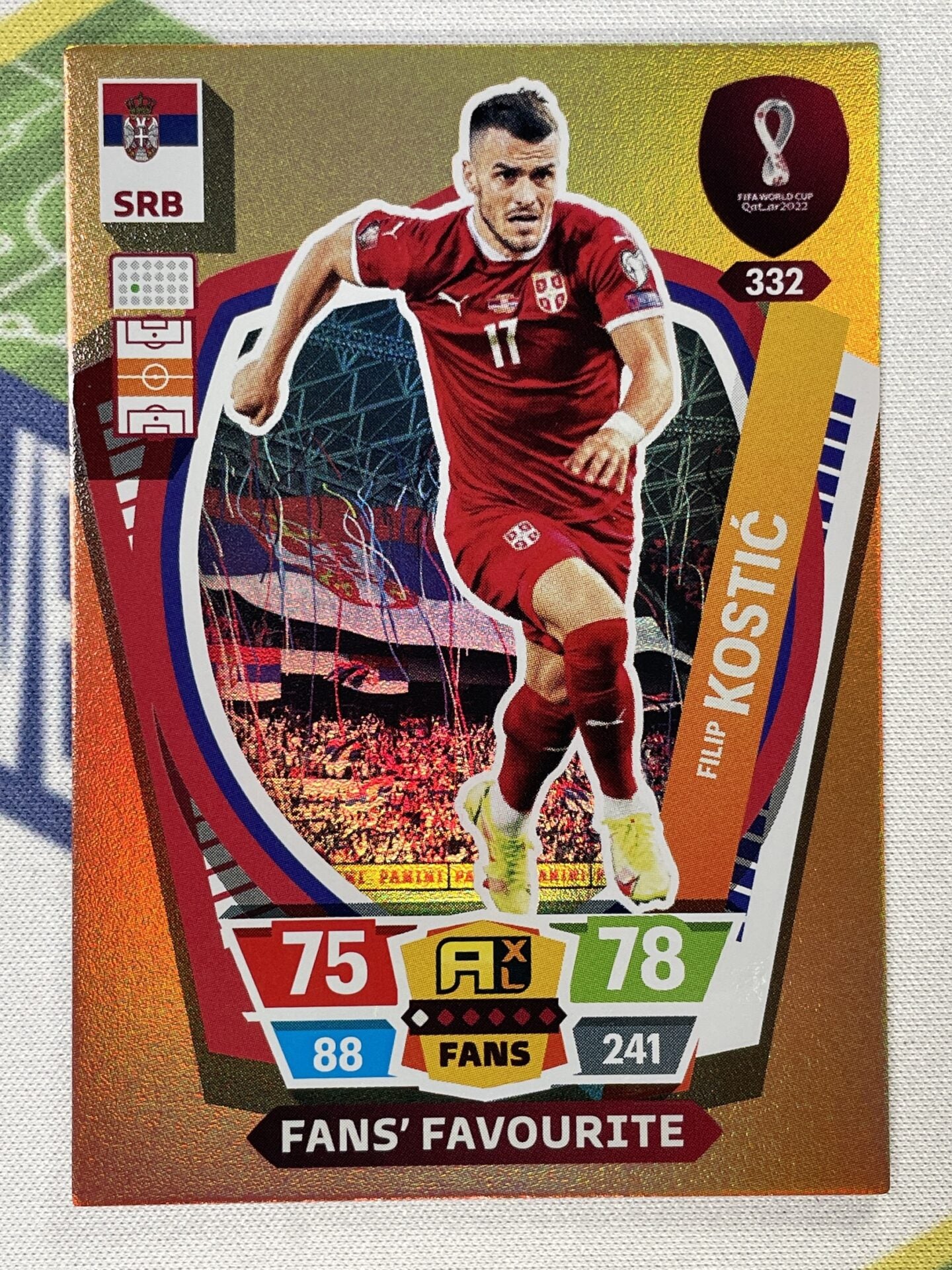 Filip Kostic Serbia Fans Favourite Panini World Cup 2022 Adrenalyn XL Card