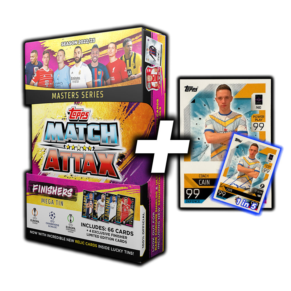 Finishers Tin + Coach Cain Match Attax 2022 2023 Champions League Card