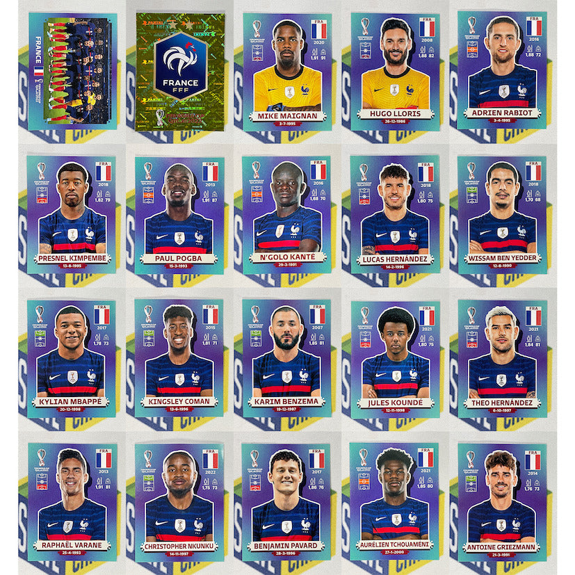 France Team Set Panini World Cup 2022 Qatar Stickers