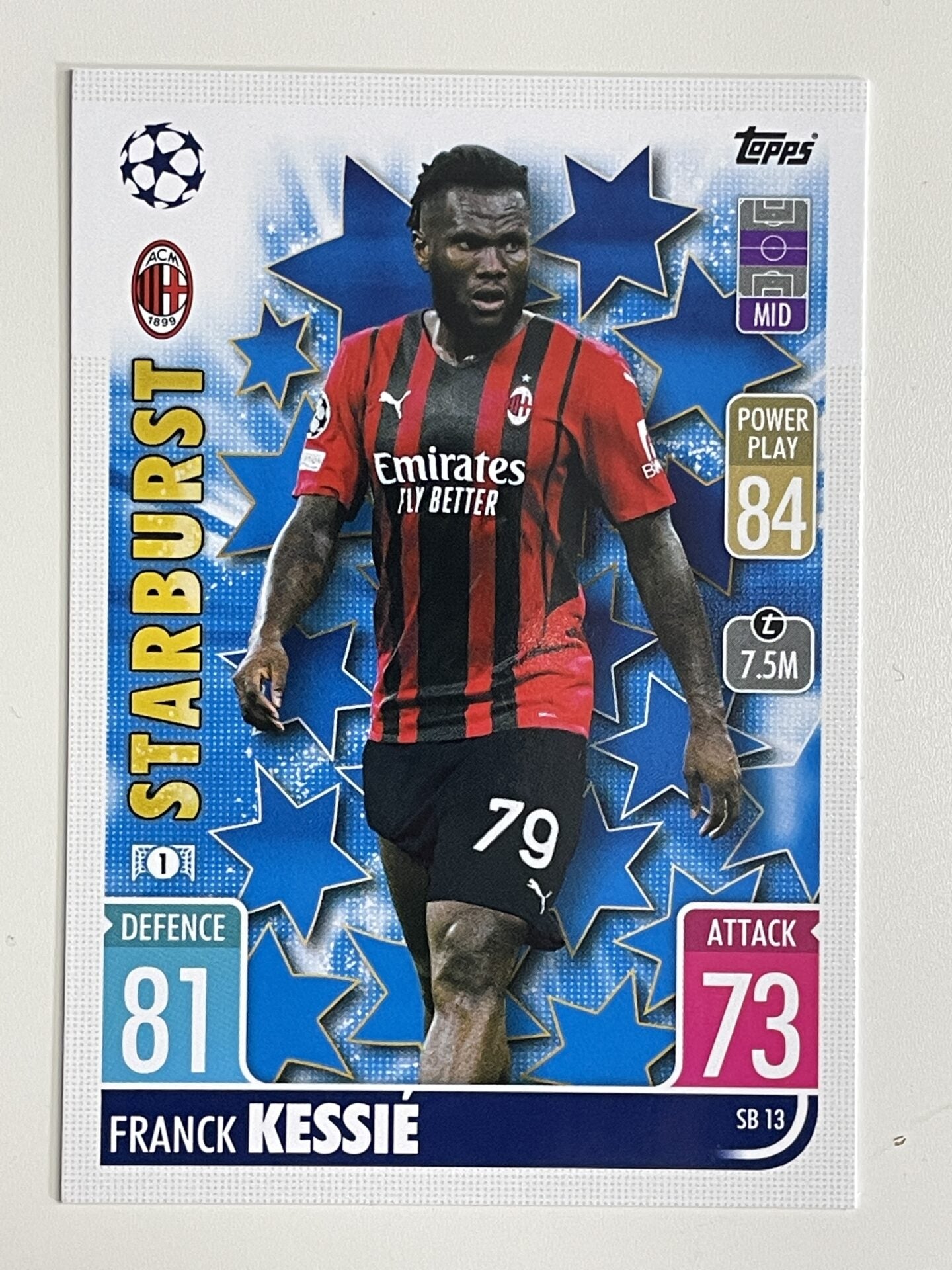 Franck Kessie AC Milan Starburst Topps Match Attax Extra 2021:22 Champions League Card