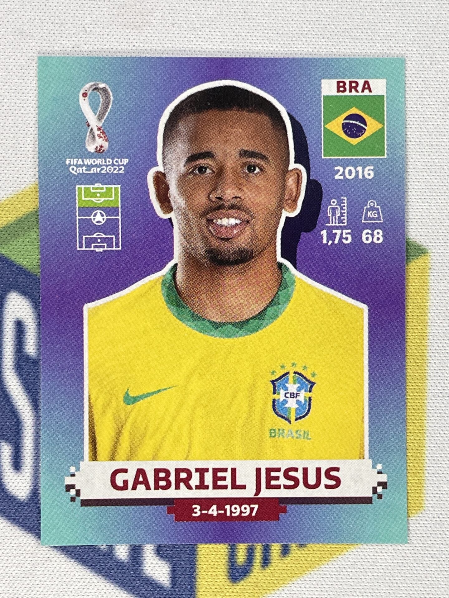 Gabriel Jesus Brazil Panini World Cup 2022 Qatar Stickers