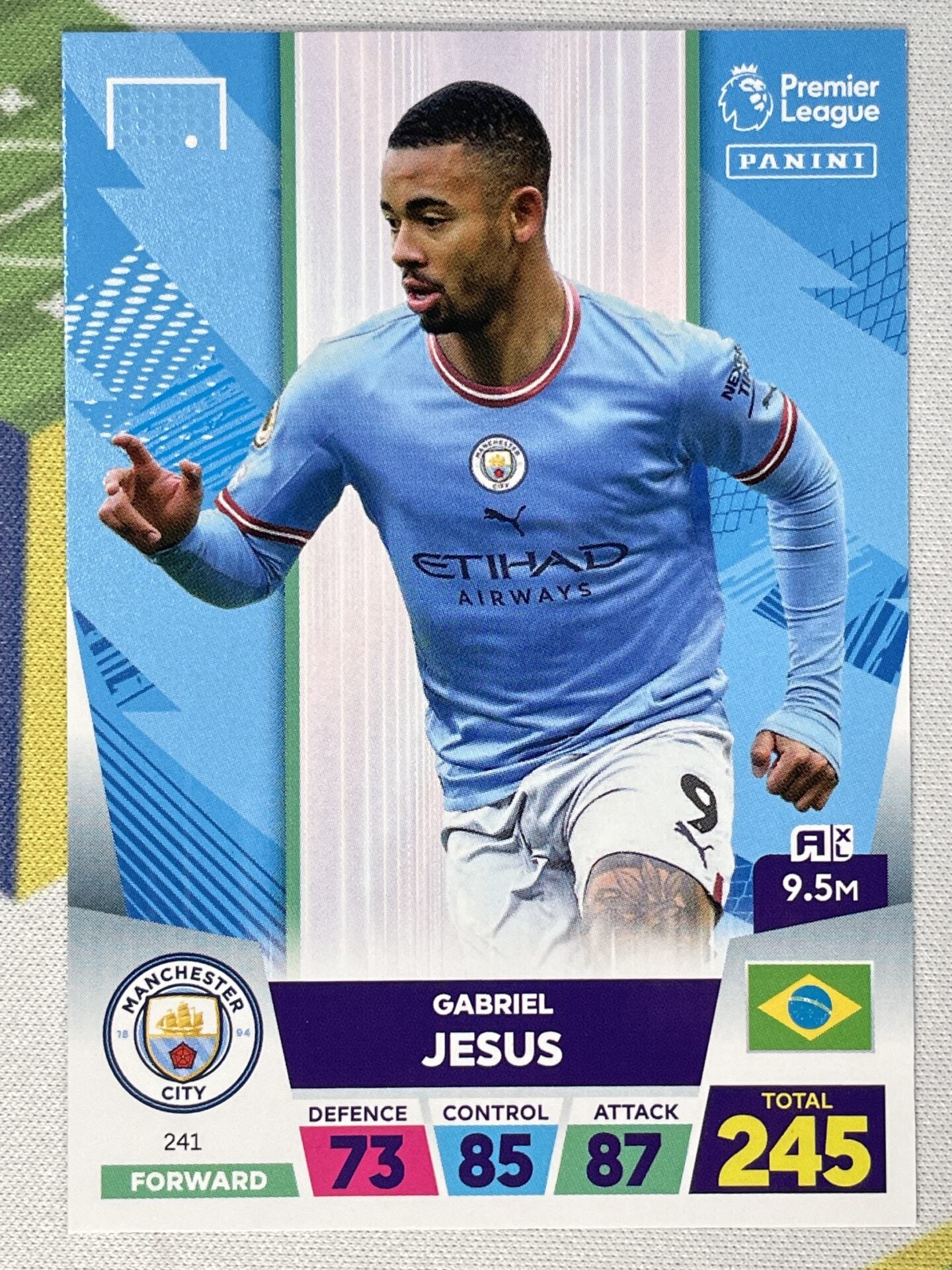 Gabriel Jesus Manchester City Panini Premier League Adrenalyn XL 2023 Card