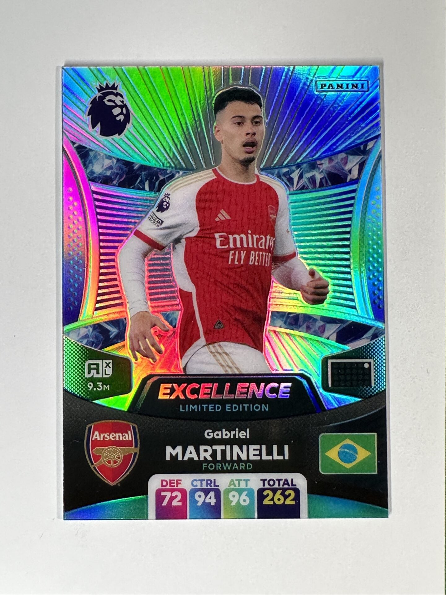 Gabriel Martinelli Arsenal Excellence Limited Edition Panini Premier League Adrenalyn XL 2024 Card