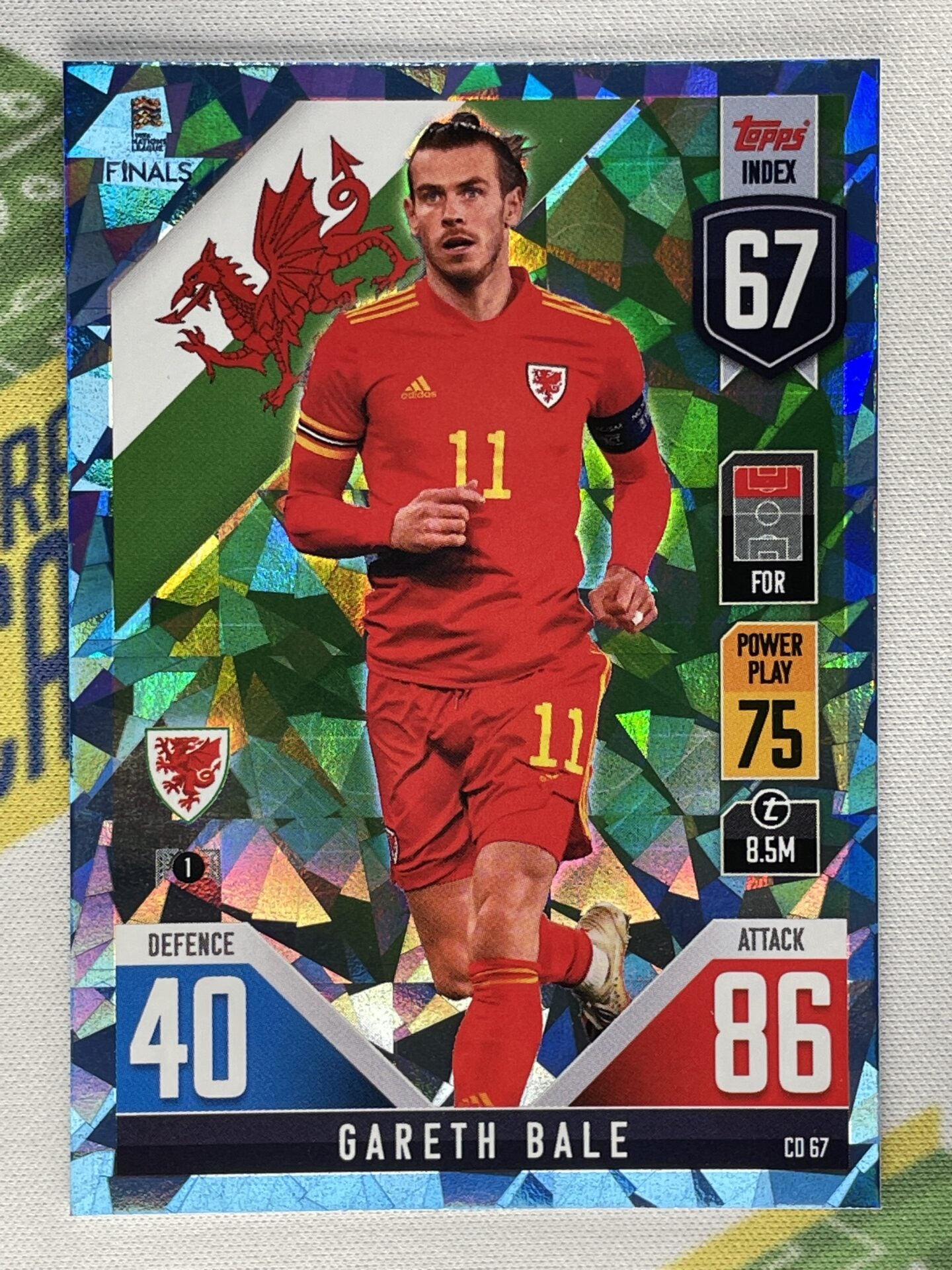 Gareth Bale Wales Crystal Foil Parallel Topps Match Attax 101 Road to Nations League 2022 Card