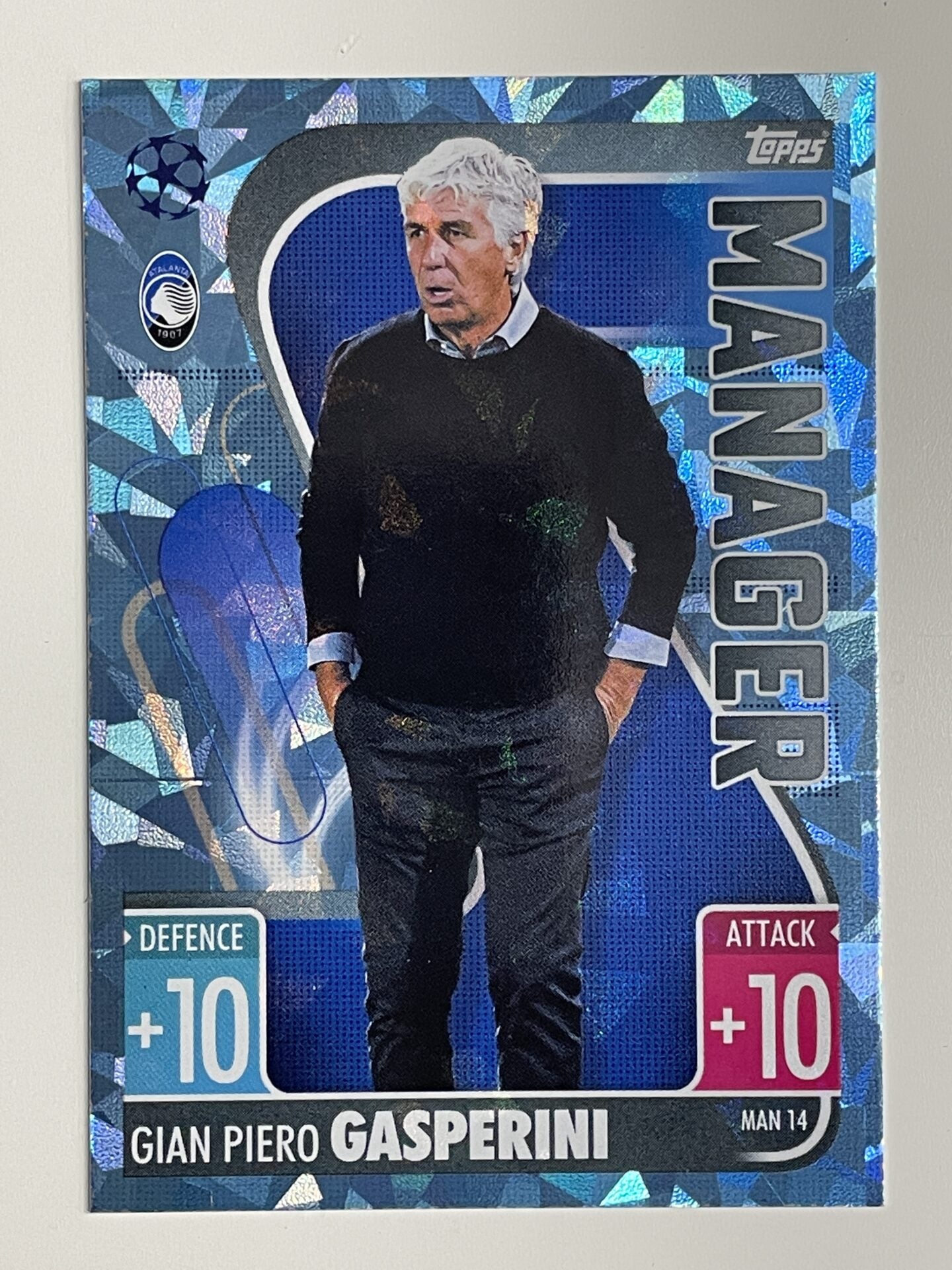 Gian Piero Gasperini Atalanta Manager Crystal Foil Parallel Topps Match Attax Extra 2021:22 Champions League Card