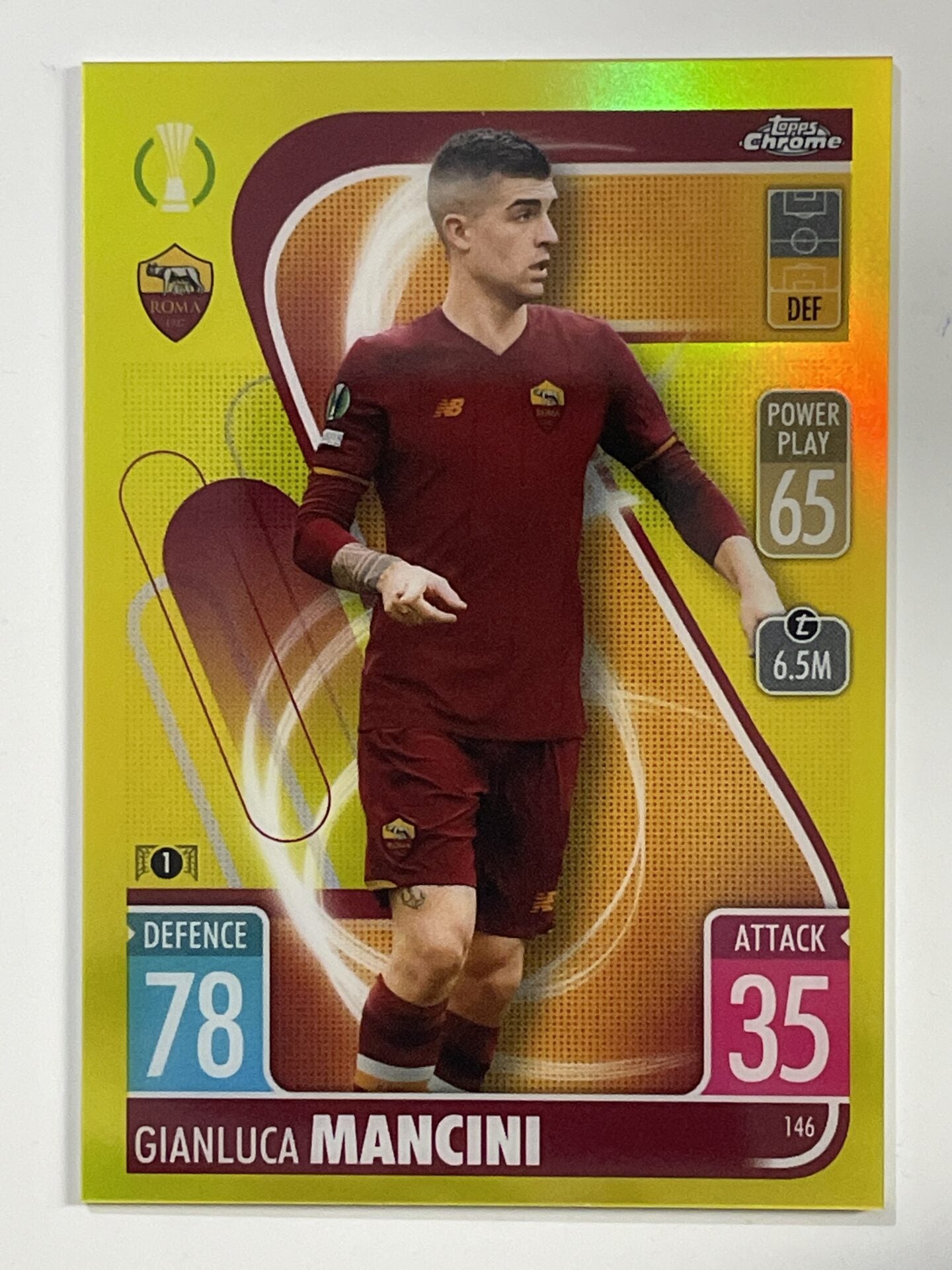 Gianluca Mancini Yellow Parallel Topps Match Attax Chrome 2021 2022