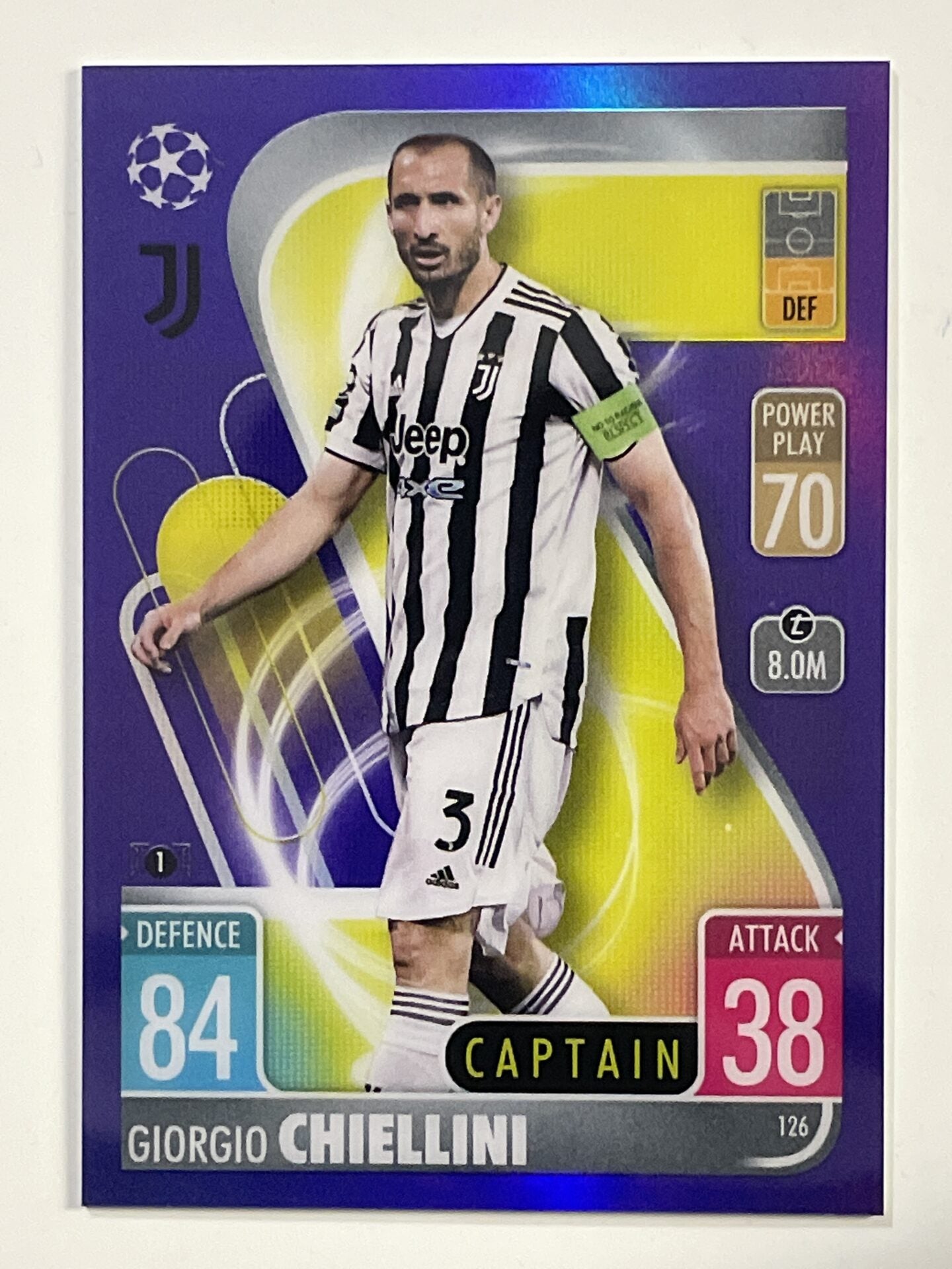 Giorgio Chiellini Purple Parallel Topps Match Attax Chrome 2021 2022