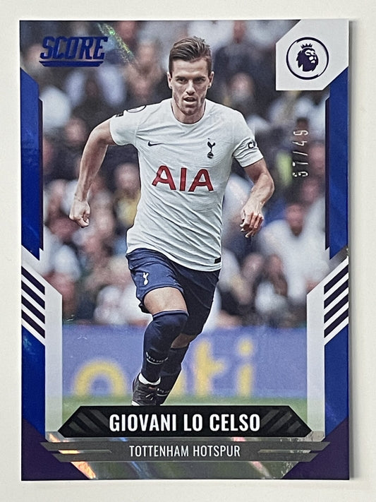 Giovani Lo Celso Tottenham Hotspur Base Blue Lava Parallel Panini Premier League Score 2021 2022