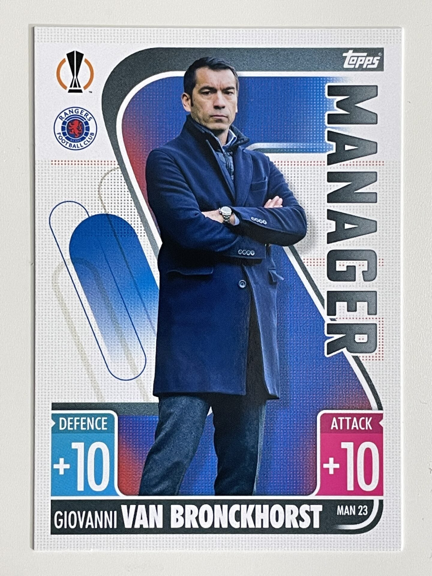 Giovanni Van Bronckhorst Rangers Manager Topps Match Attax Extra 2021:22 Champions League Card