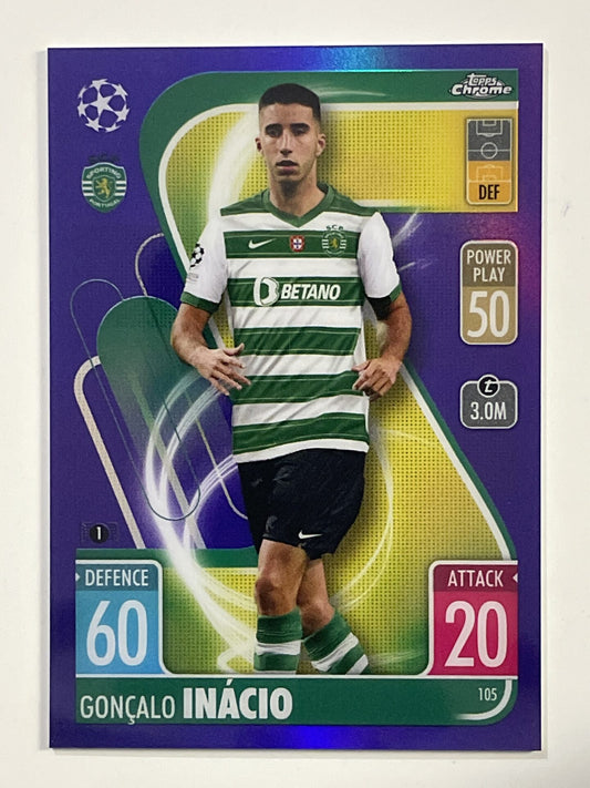 Goncalo Inacio Purple Parallel Topps Match Attax Chrome 2021 2022