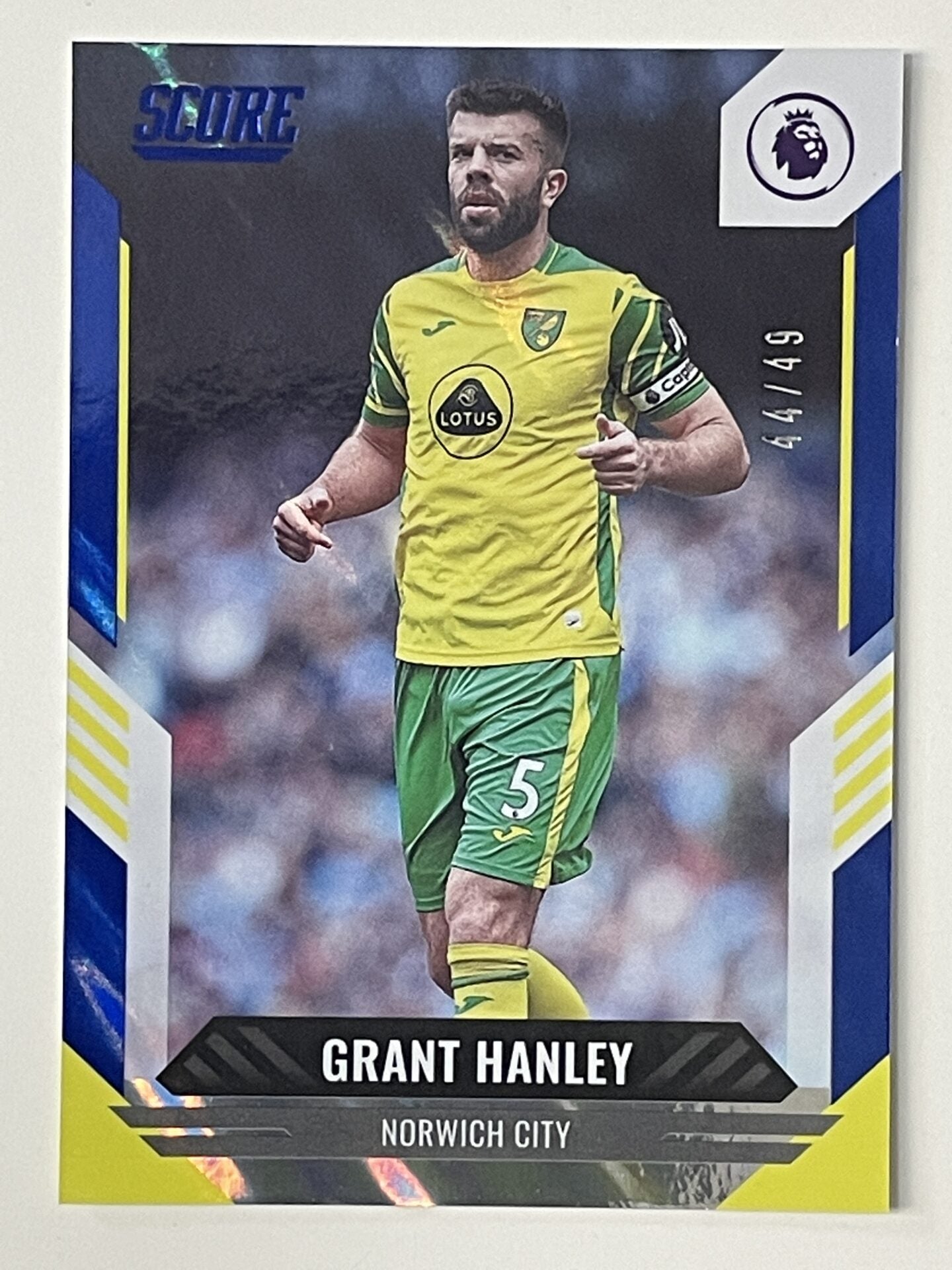 Grant Hanley Norwich City Base Blue Lava Parallel Panini Premier League Score 2021 2022