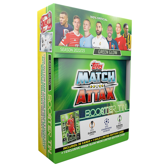 Green Glow Booster Tin Topps Match Attax 2022 2023 Champions League